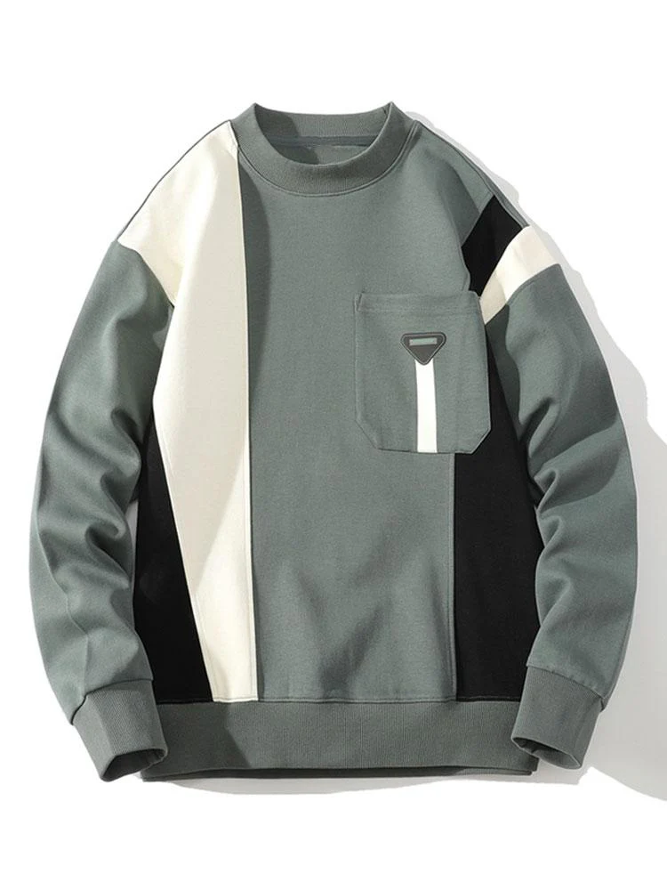 Farbblock-Sweatshirt mit Tasche - Image 2