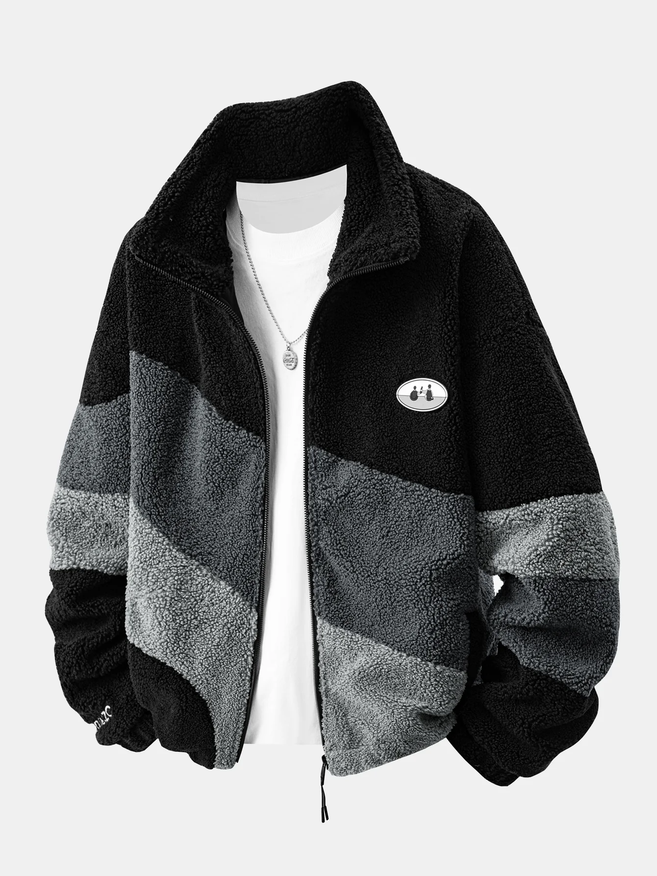 Farbblock Teddy Reißverschlussjacke - Image 6