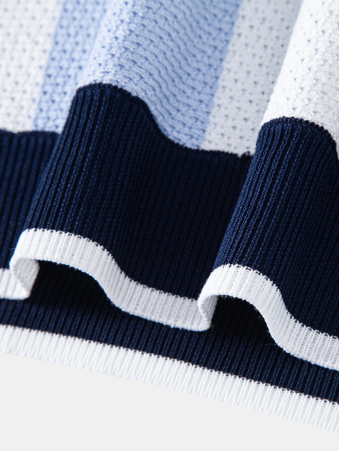 Color Block Textured Zipper Knit Polo - Image 6