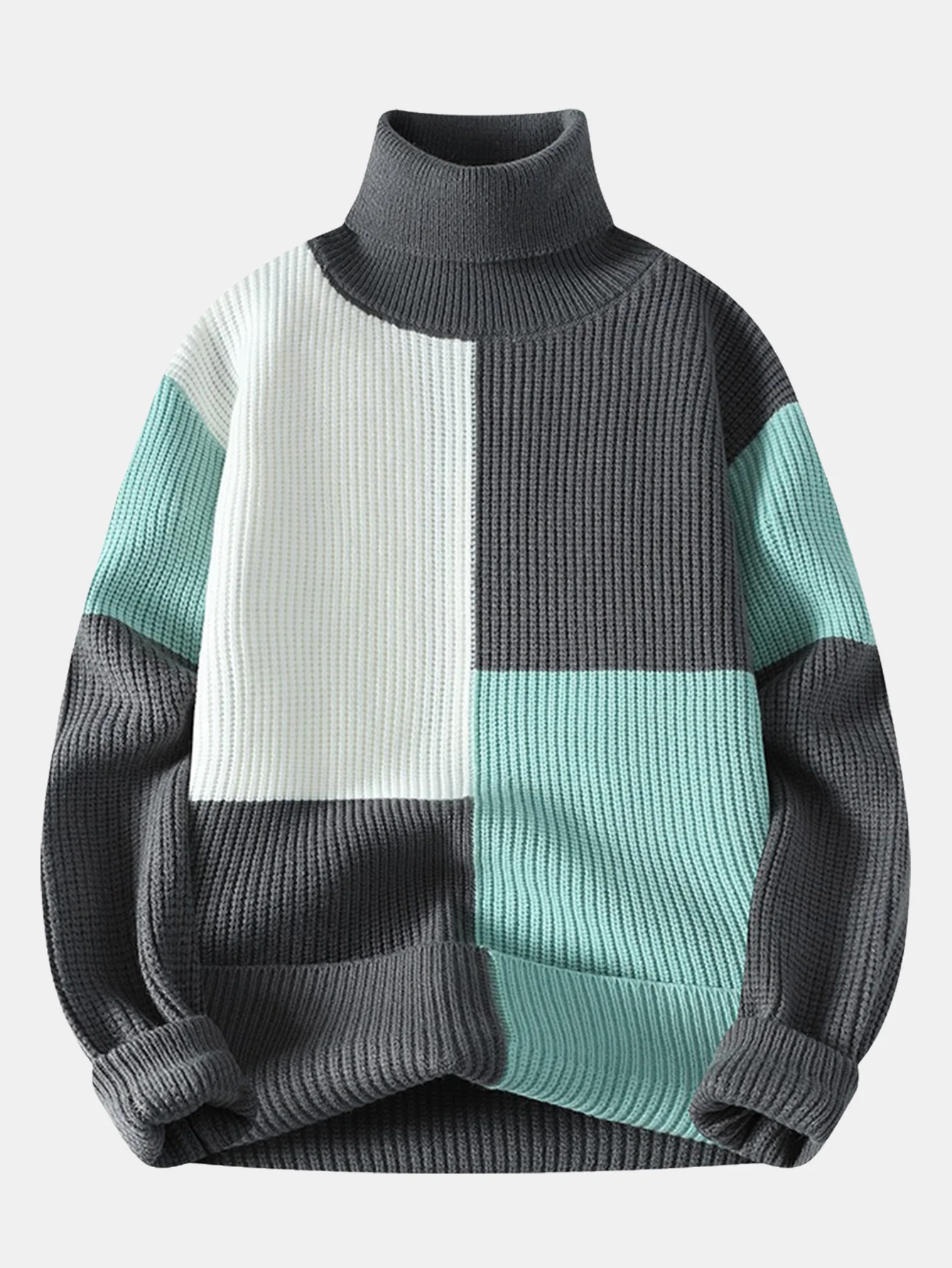 Color Block Turtle Neck Sweater - Image 3