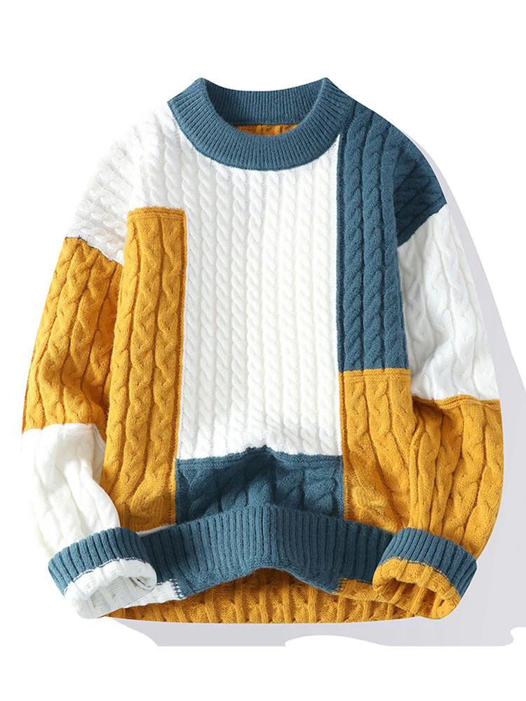 Color Block Twist Jacquard Sweater - Image 3