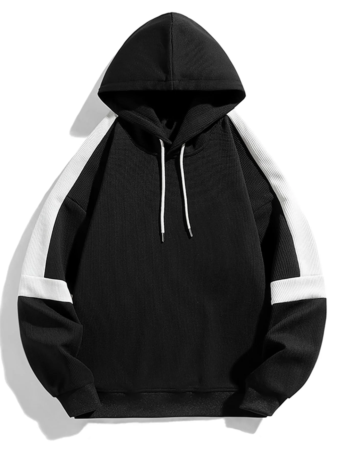 Farbblock Waffel Hoodie - Image 3