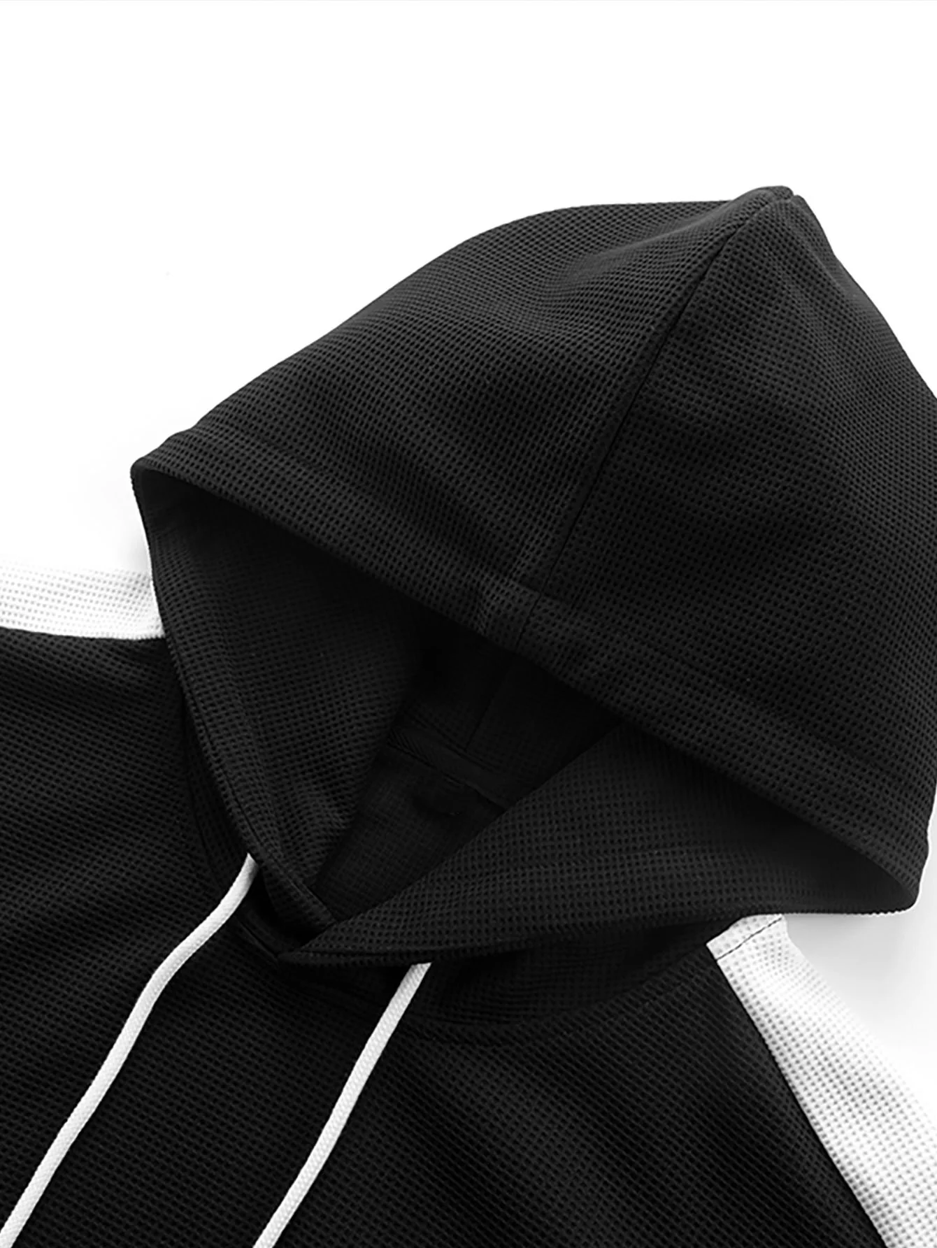 Farbblock Waffel Hoodie - Image 7