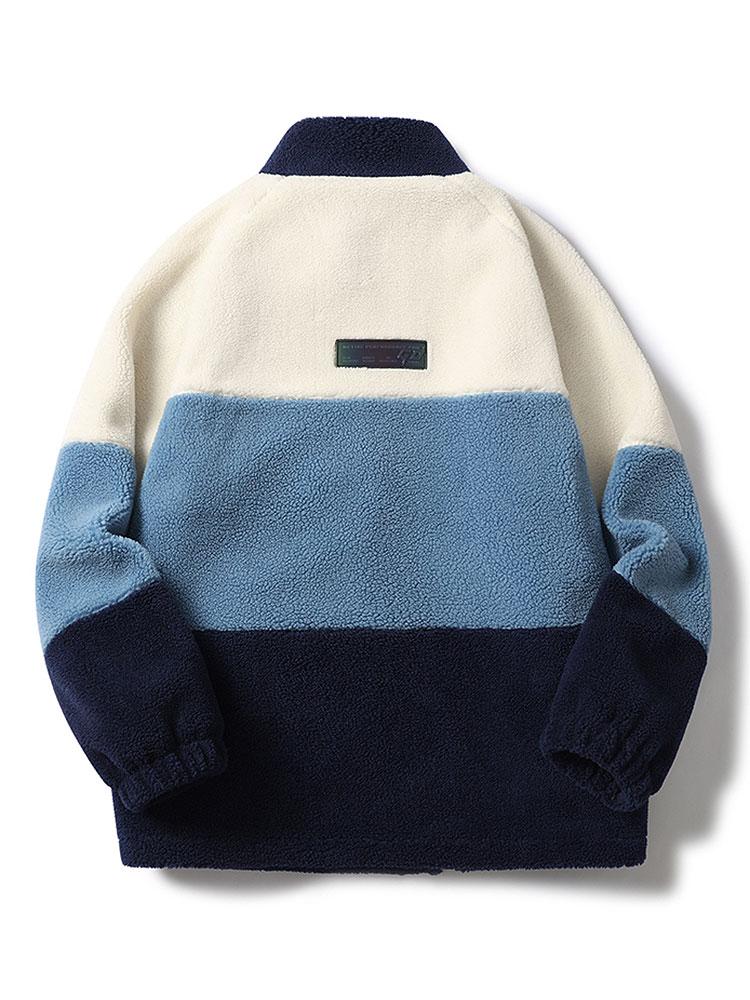 Farbblock Zip-Up Teddy-Mantel - Image 2