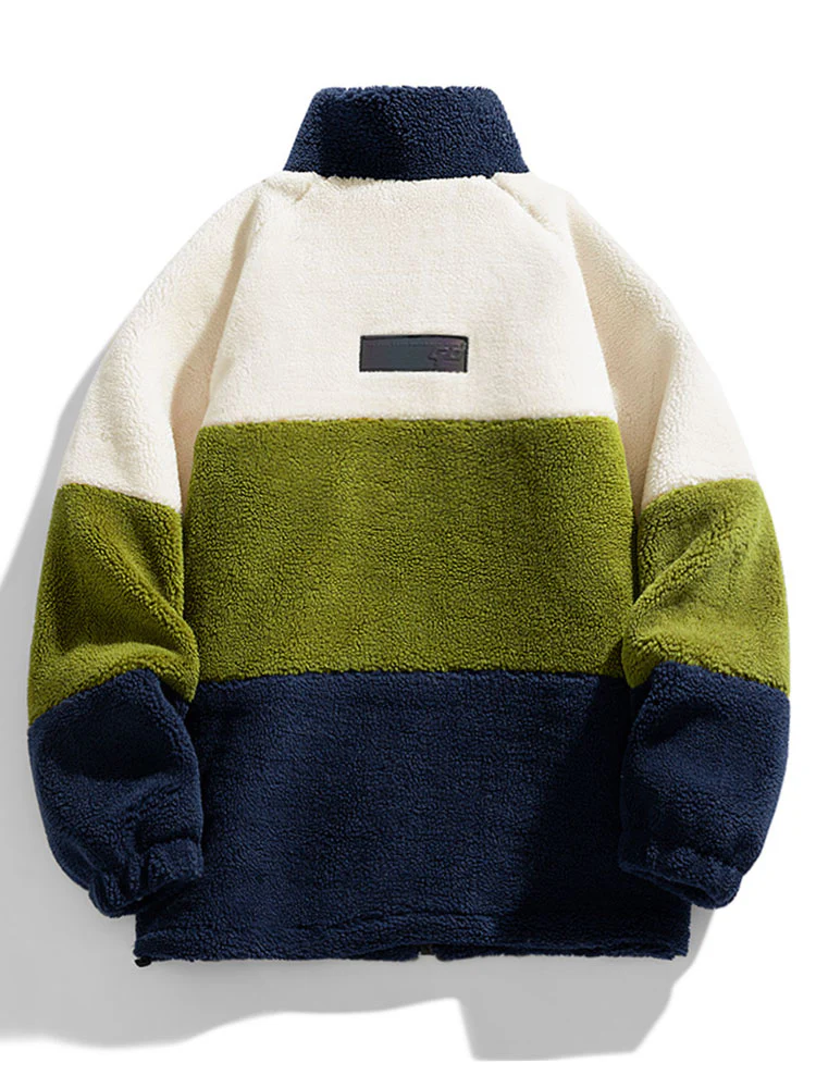 Farbblock Zip-Up Teddy-Mantel - Image 6