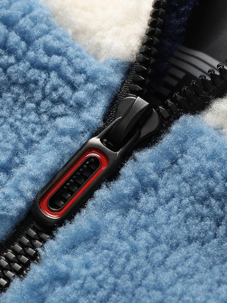 Farbblock Zip-Up Teddy-Mantel - Image 9