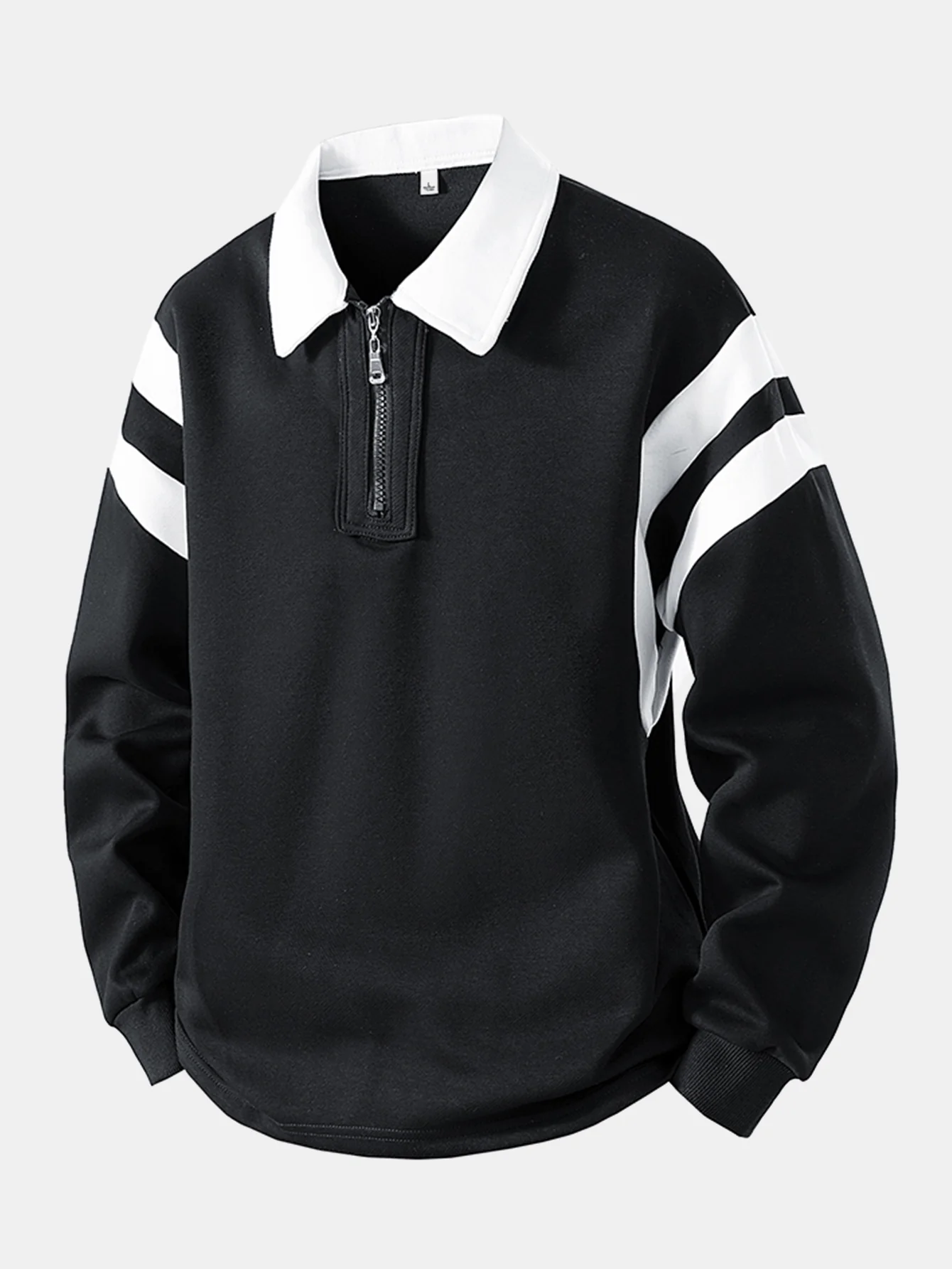 Farbblock Reißverschluss Poloshirts Sweatshirt - Image 5