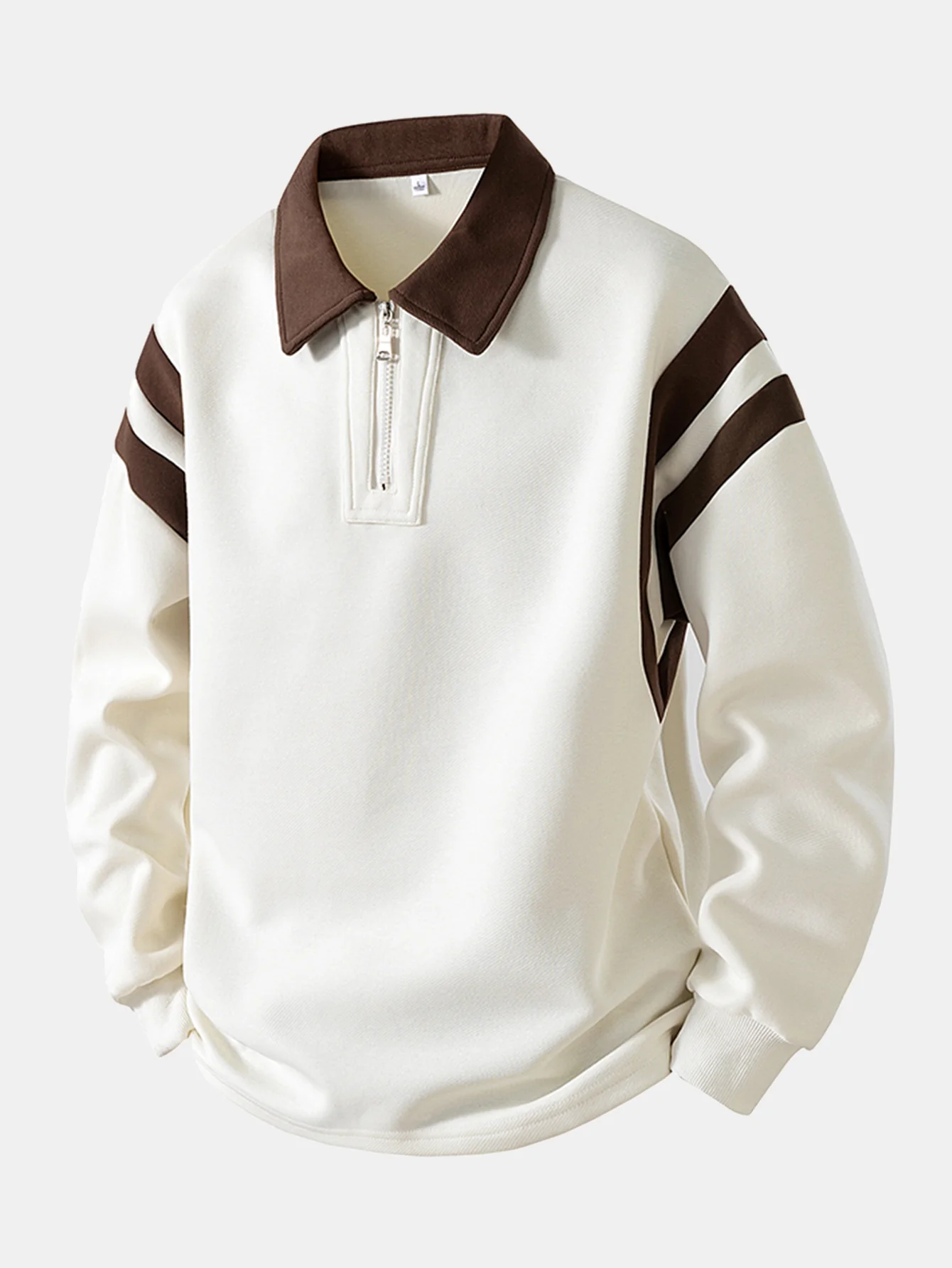 Farbblock Reißverschluss Poloshirts Sweatshirt - Image 7