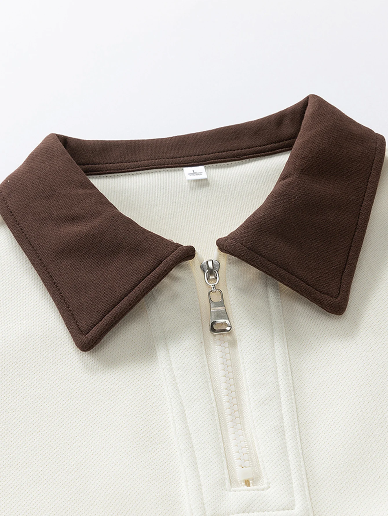 Farbblock Reißverschluss Poloshirts Sweatshirt - Image 9