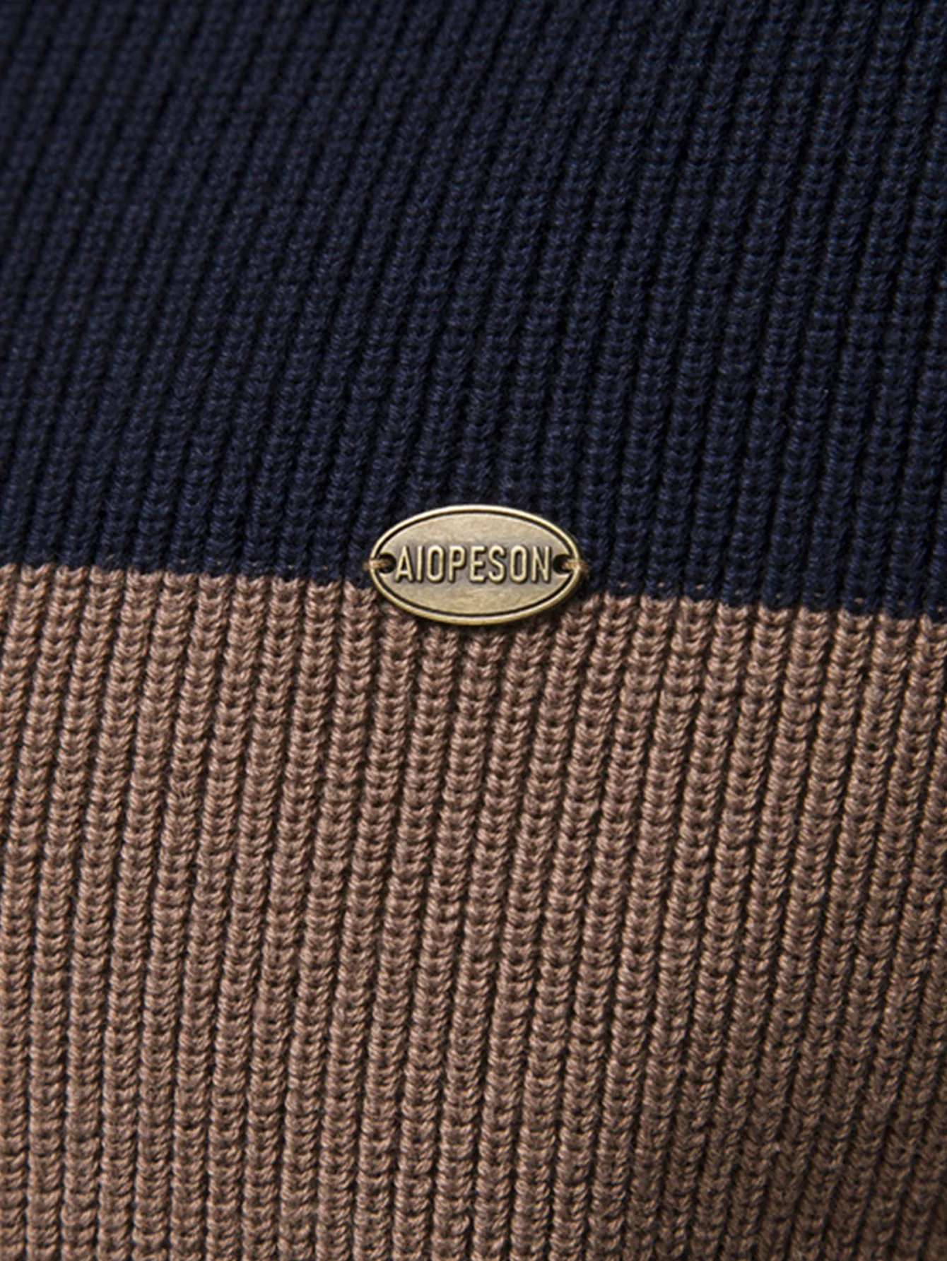 Farbblock Reißverschluss Stehkragen Pullover - Image 6
