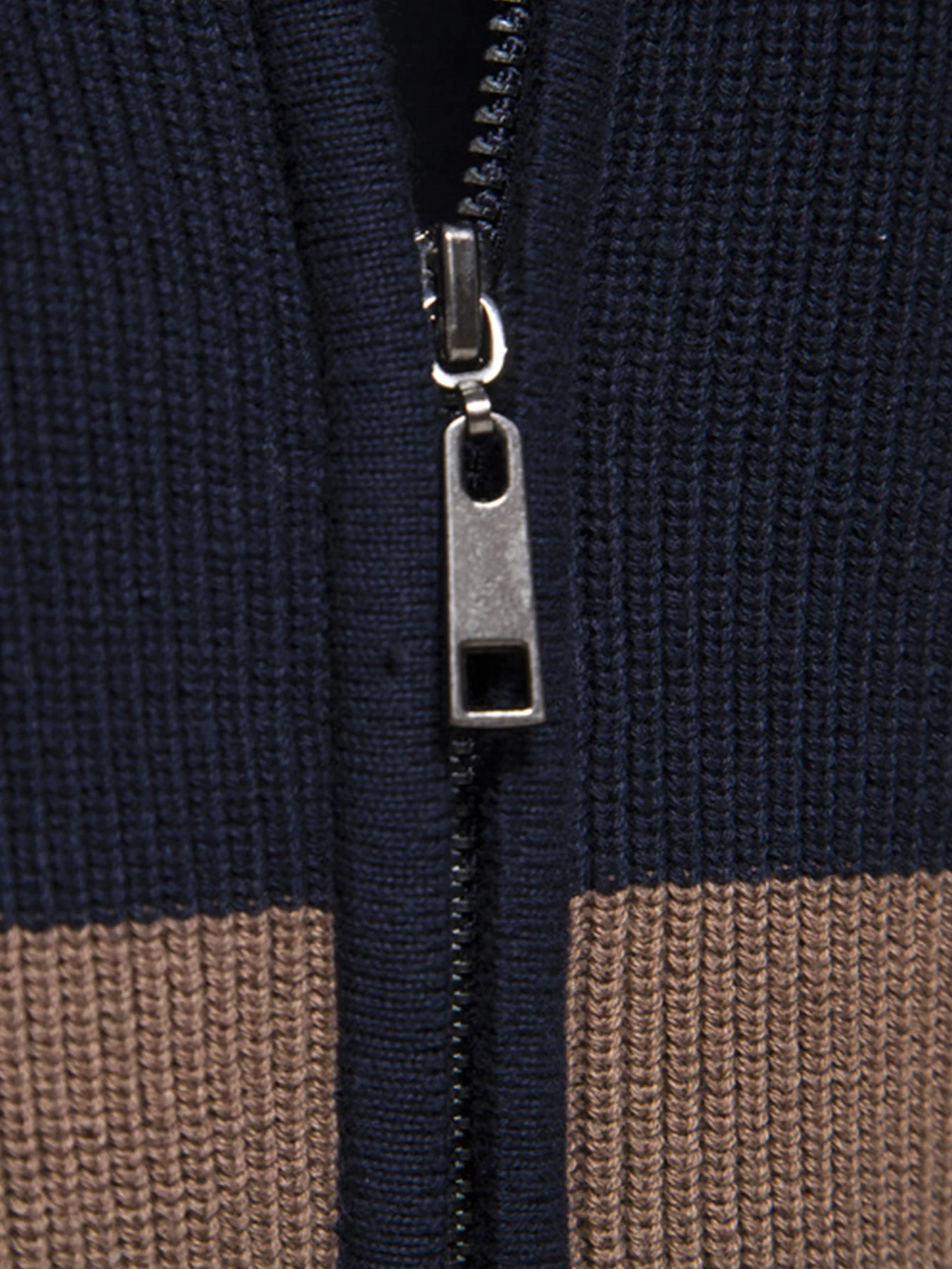 Farbblock Reißverschluss Stehkragen Pullover - Image 7