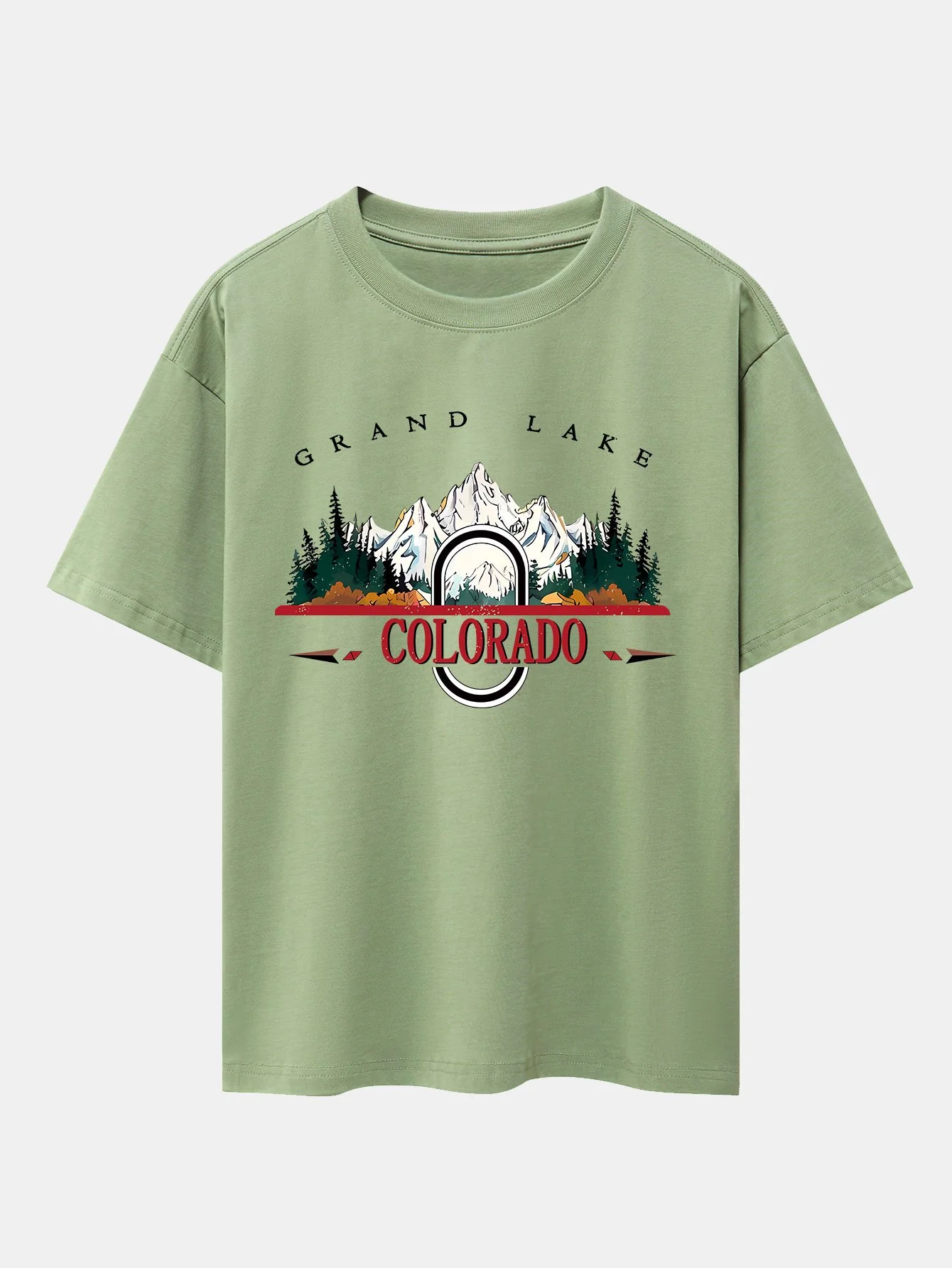 Colorado Mountain Print Drop Shoulder Oversize T-Shirt - Image 10