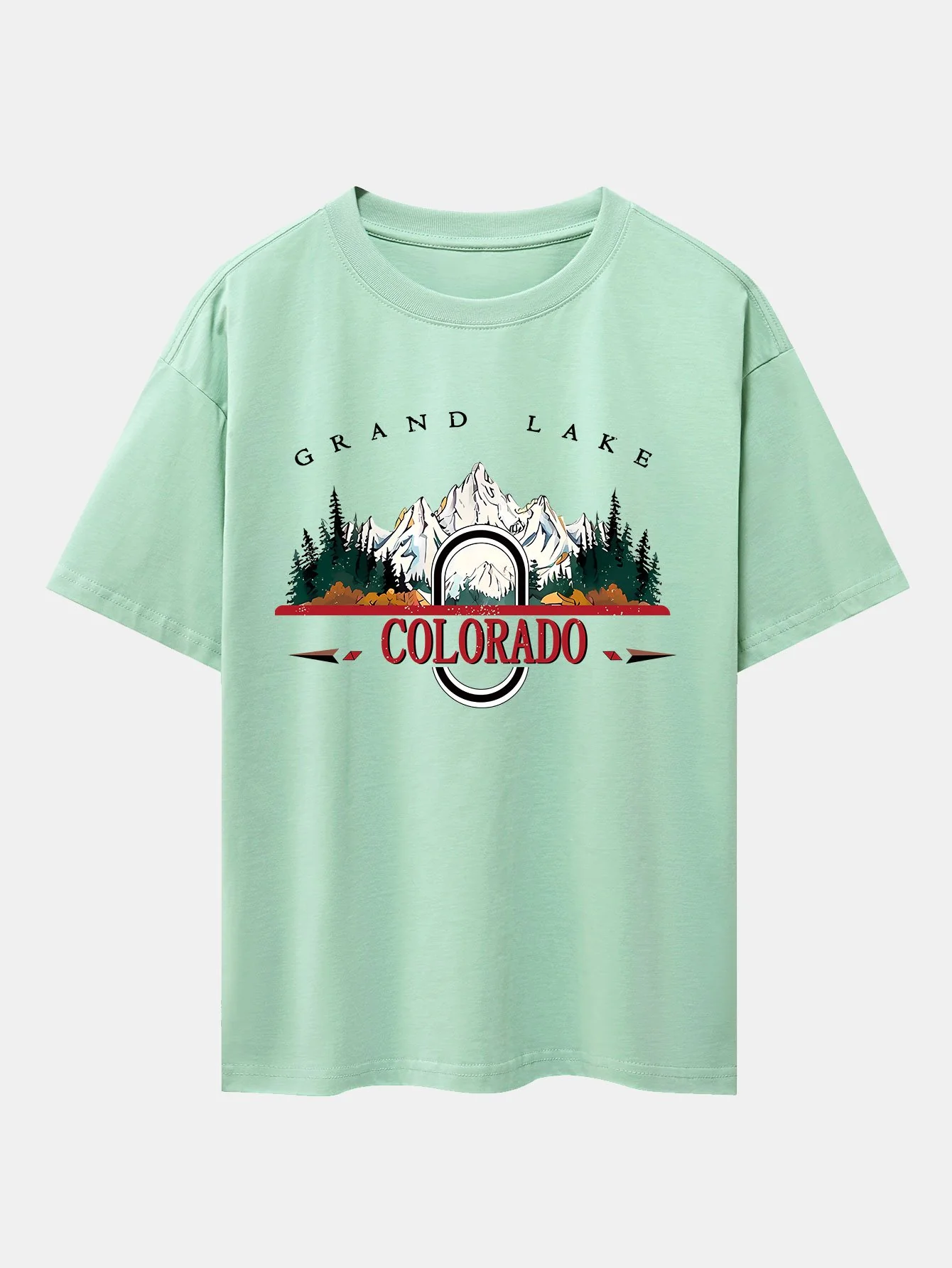 Colorado Mountain Print Drop Shoulder Oversize T-Shirt - Image 11