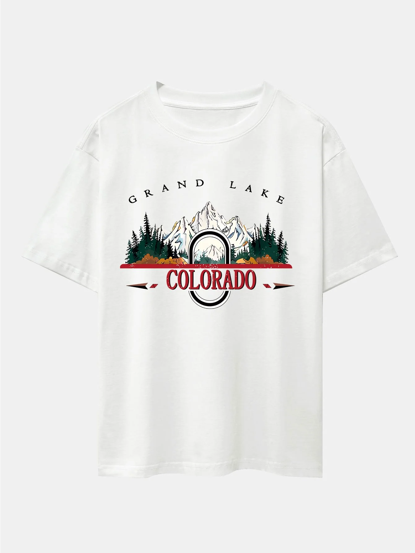 Colorado Mountain Print Drop Shoulder Oversize T-Shirt - Image 2