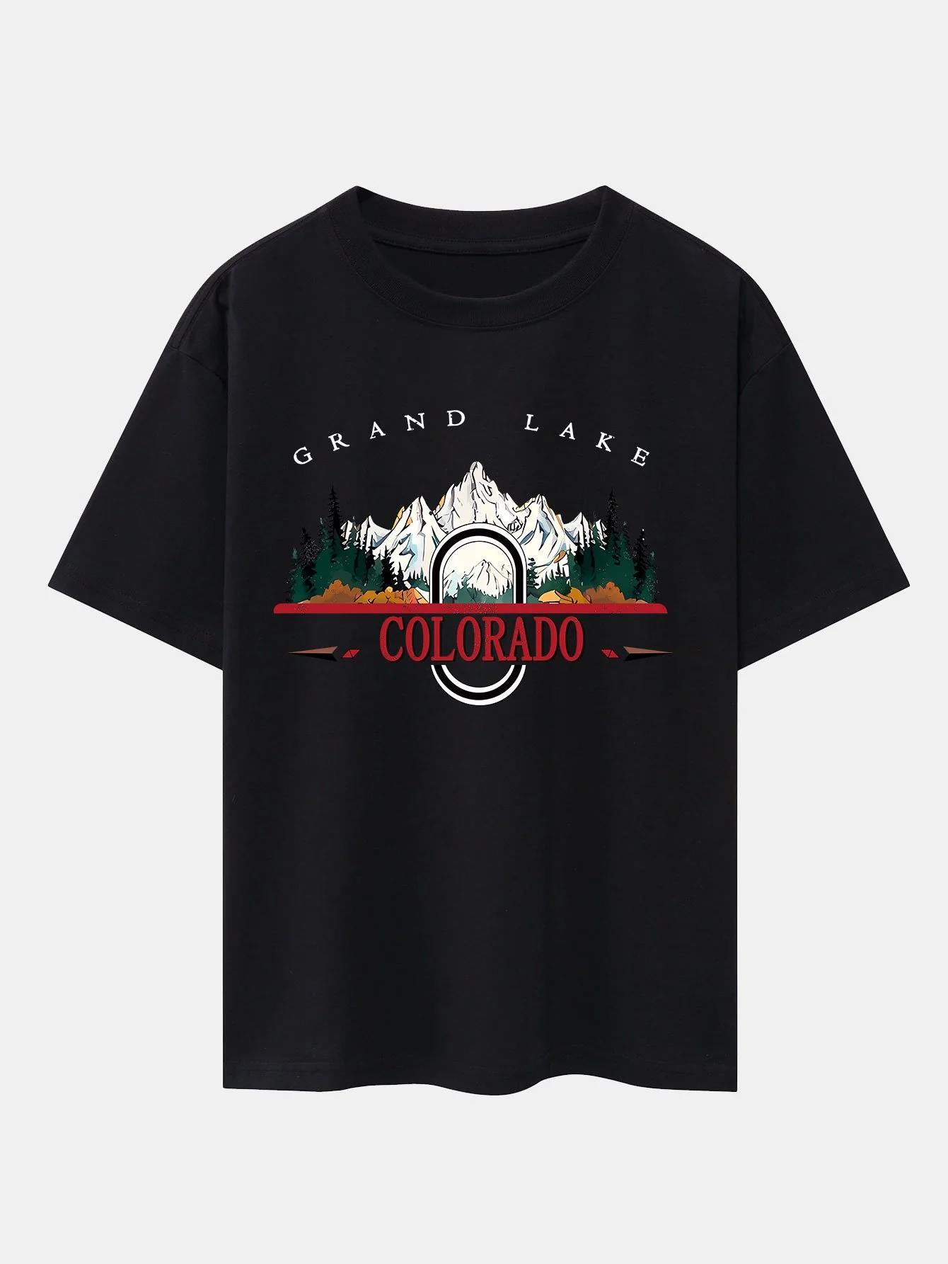 Colorado Mountain Print Drop Shoulder Oversize T-Shirt - Image 3