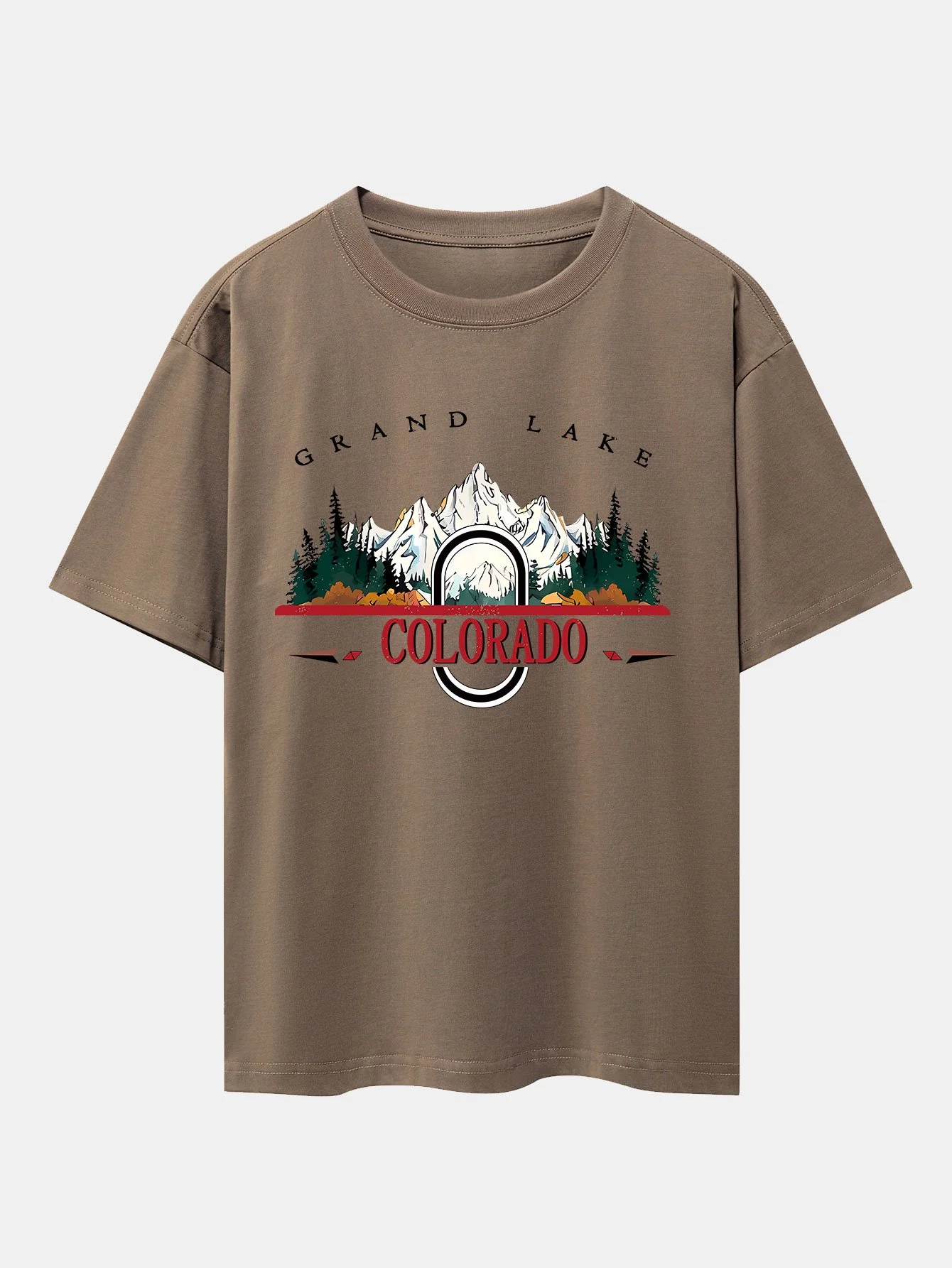 Colorado Mountain Print Drop Shoulder Oversize T-Shirt - Image 4