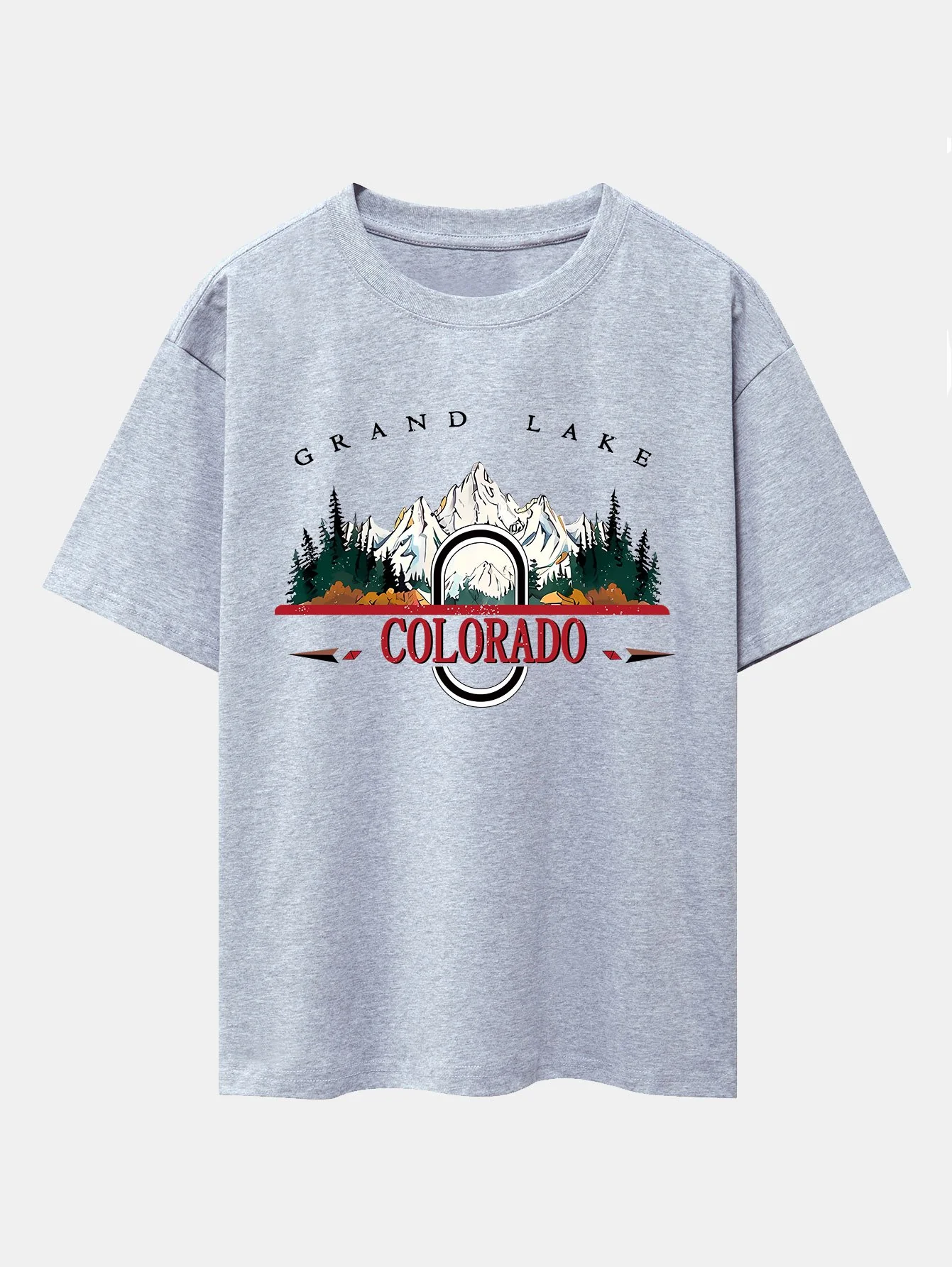 Colorado Mountain Print Drop Shoulder Oversize T-Shirt - Image 6