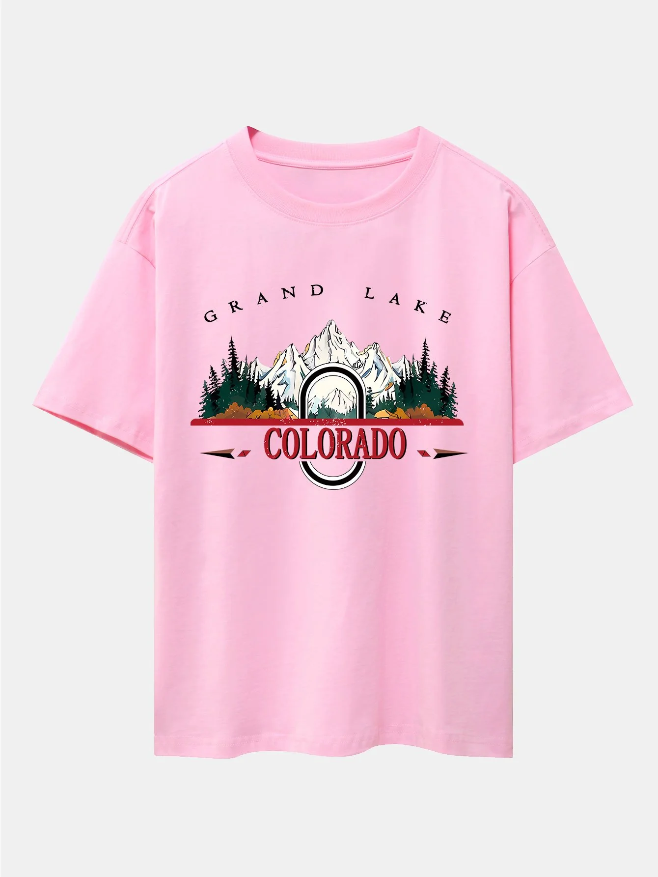 Colorado Mountain Print Drop Shoulder Oversize T-Shirt - Image 7
