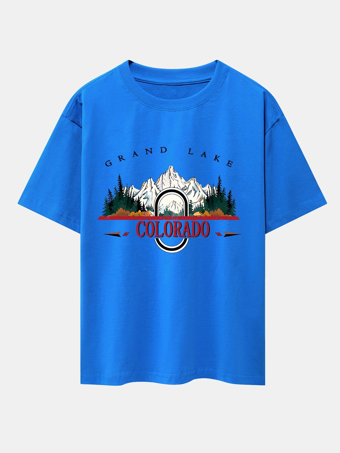 Colorado Mountain Print Drop Shoulder Oversize T-Shirt - Image 9