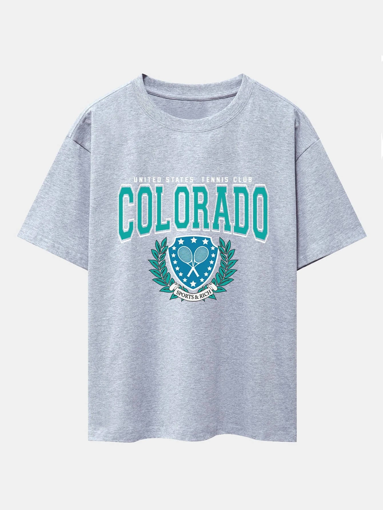 Colorado Tennis Print Schwergewicht Übergröße T-Shirt