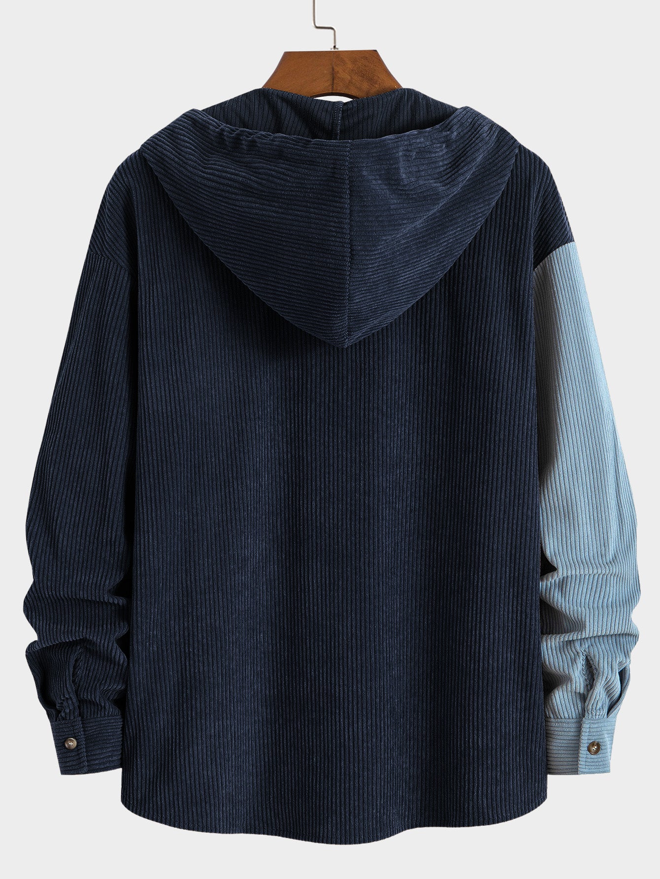 Entspannt geschnittenes Colorblock-Corduroy-Hemd mit Kapuze - Image 6