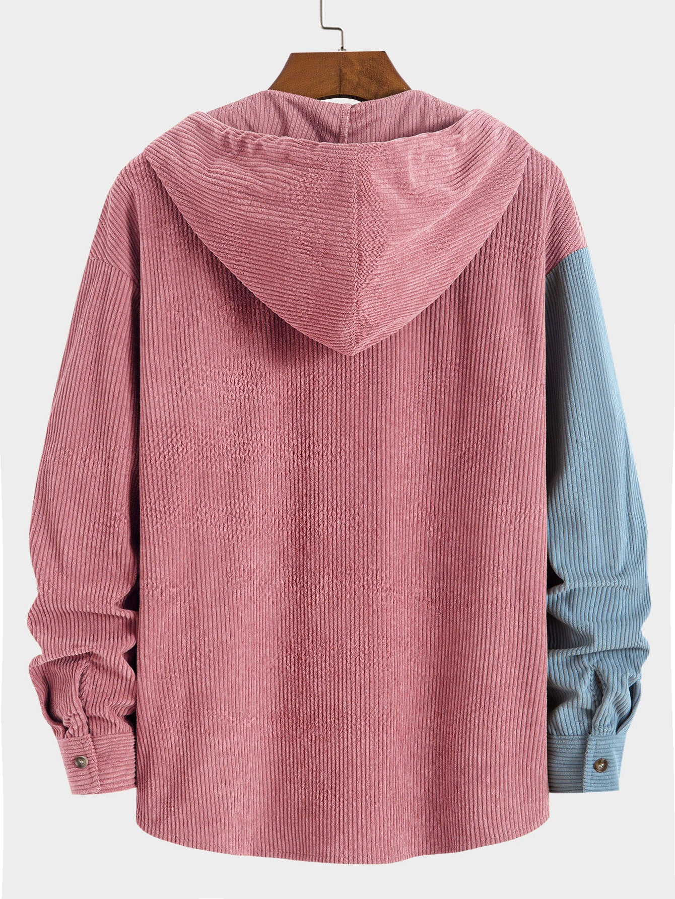 Entspannt geschnittenes Colorblock-Corduroy-Hemd mit Kapuze - Image 8