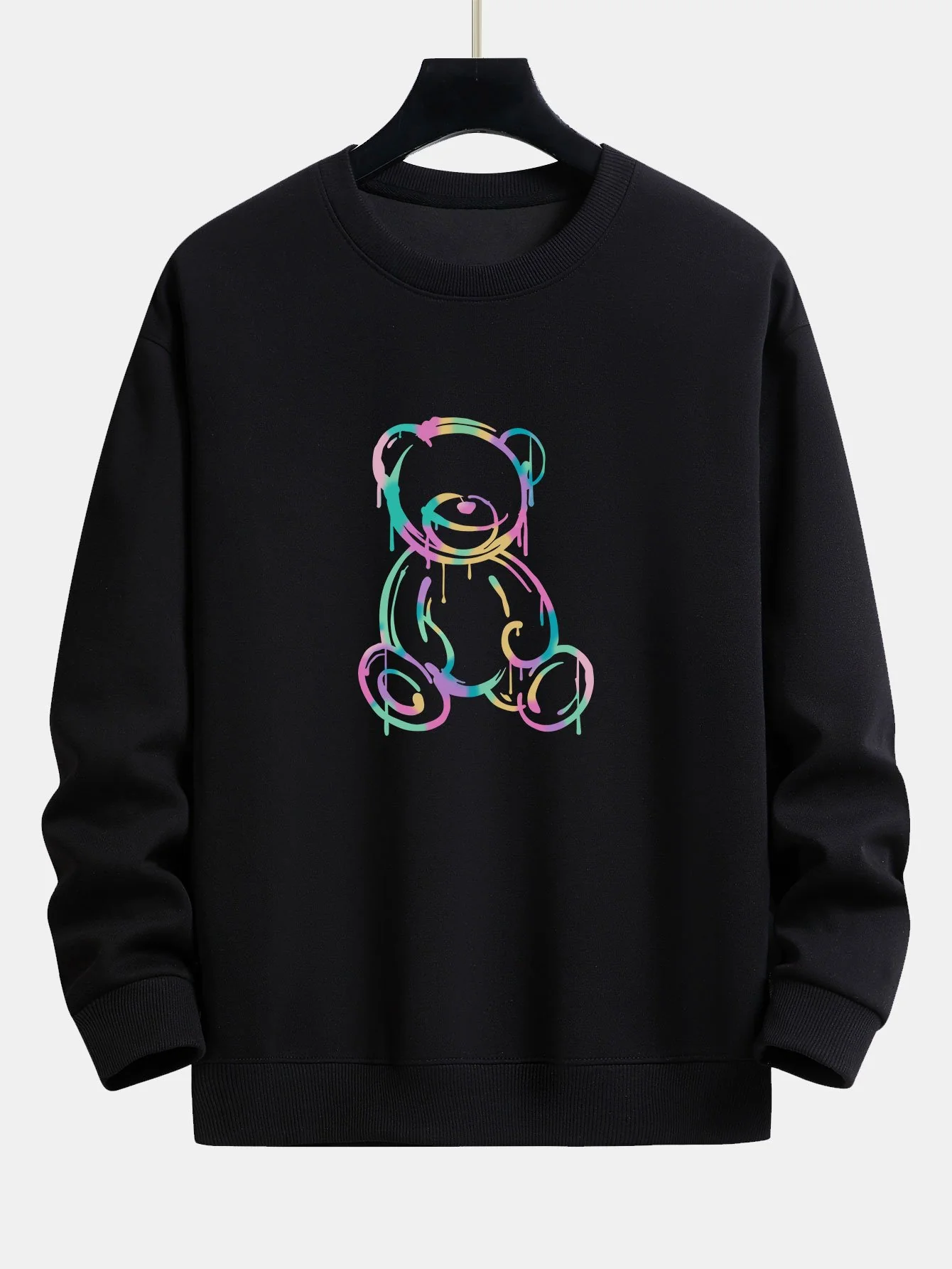 Bunt auflösender Bärenprint Relaxed Fit Sweatshirt