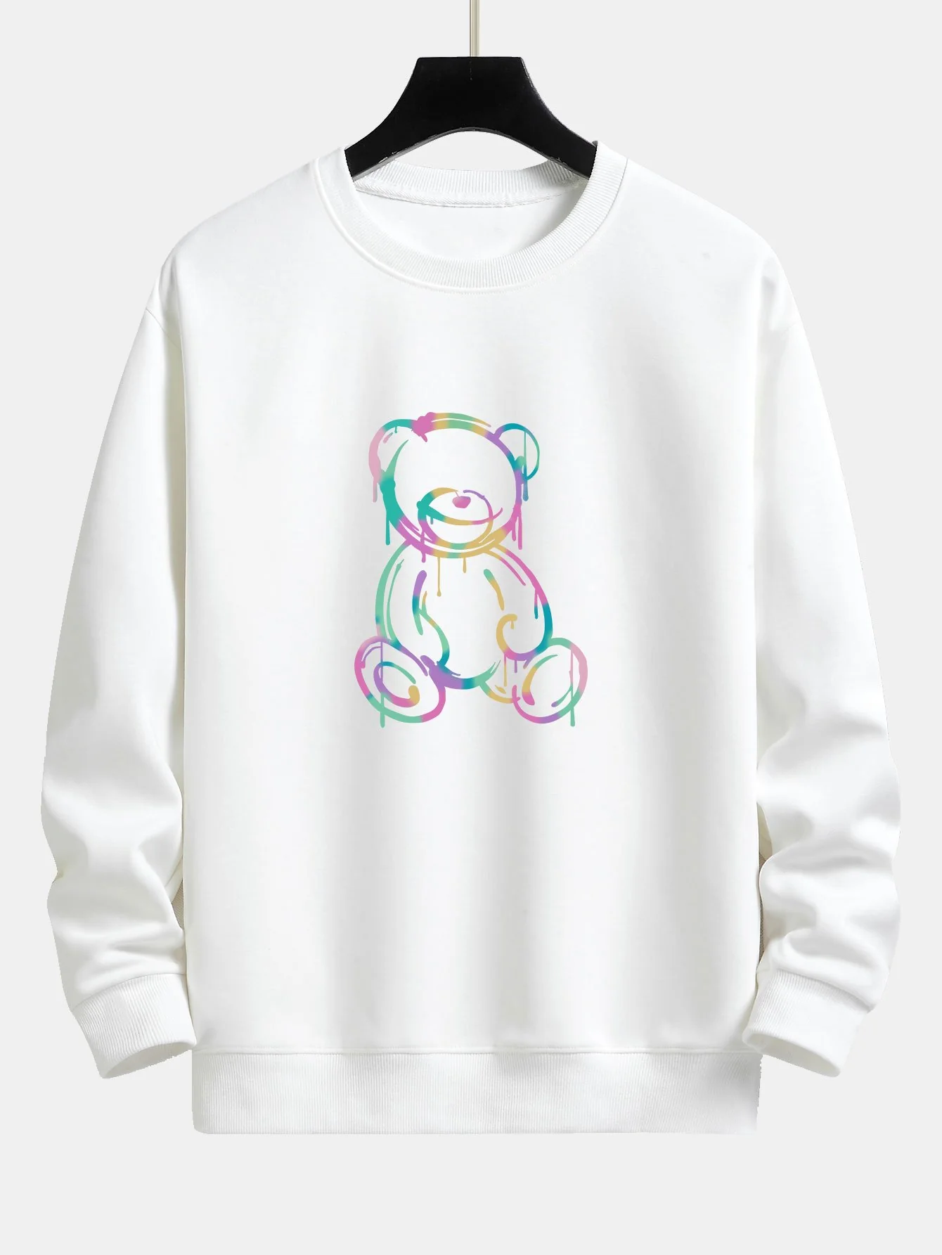 Bunt auflösender Bärenprint Relaxed Fit Sweatshirt - Image 3