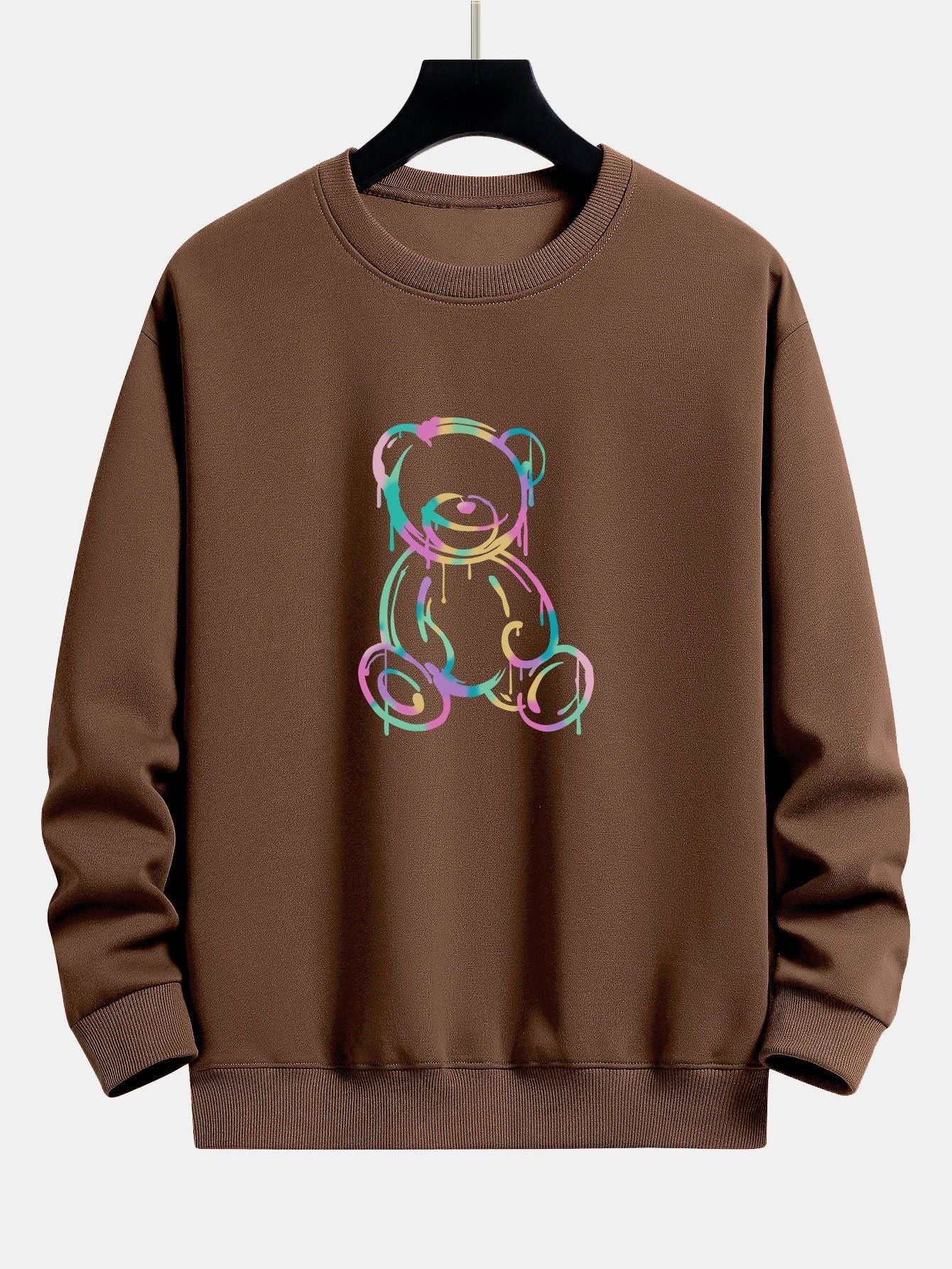 Bunt auflösender Bärenprint Relaxed Fit Sweatshirt - Image 4