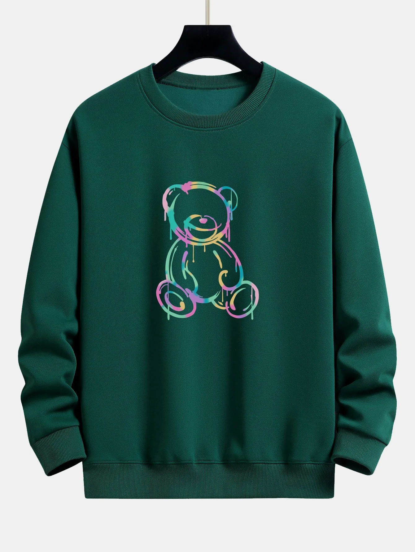 Bunt auflösender Bärenprint Relaxed Fit Sweatshirt - Image 7