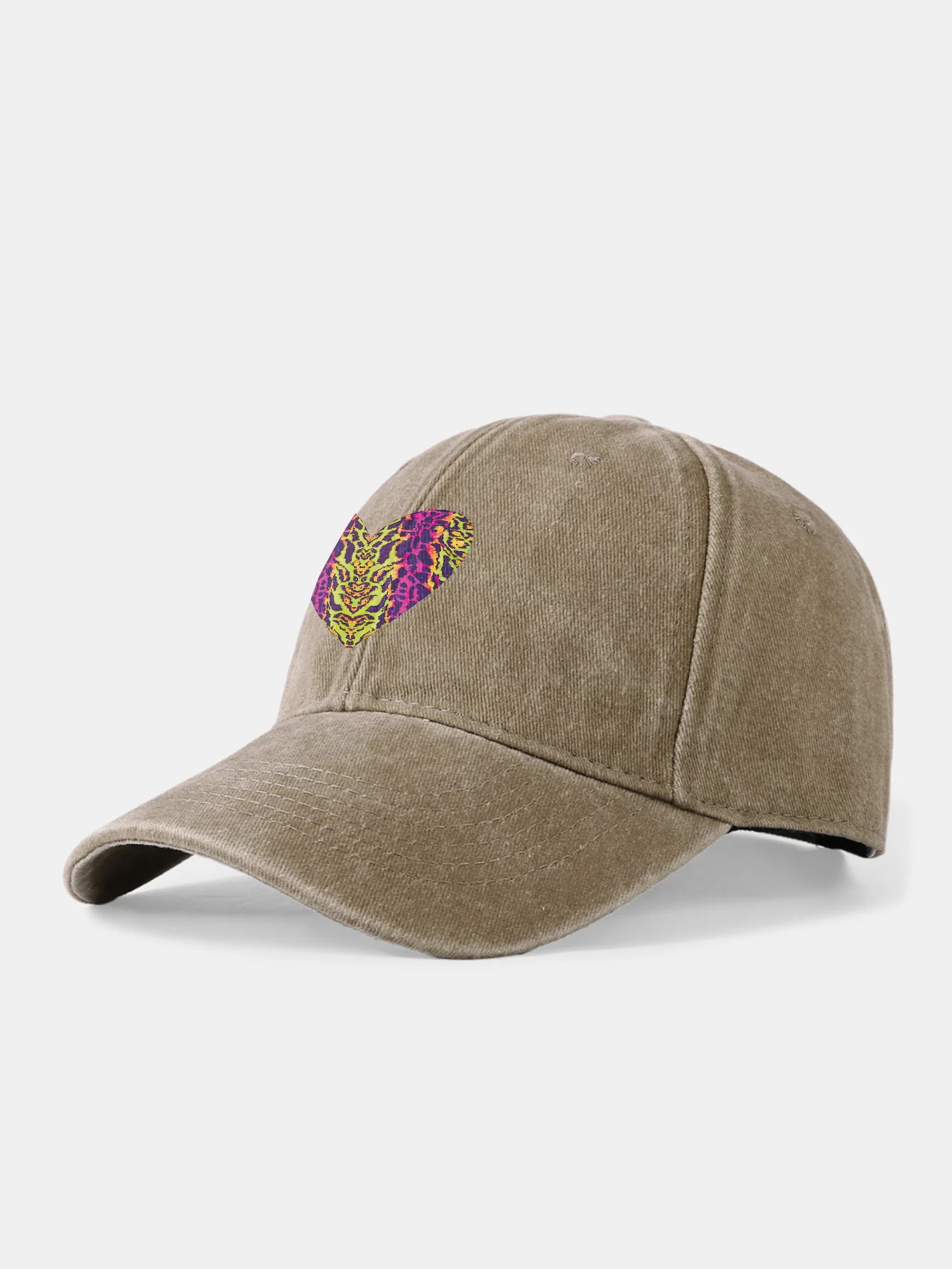 Colorful Leopard Heart Print Washed Baseball Cap - Image 10