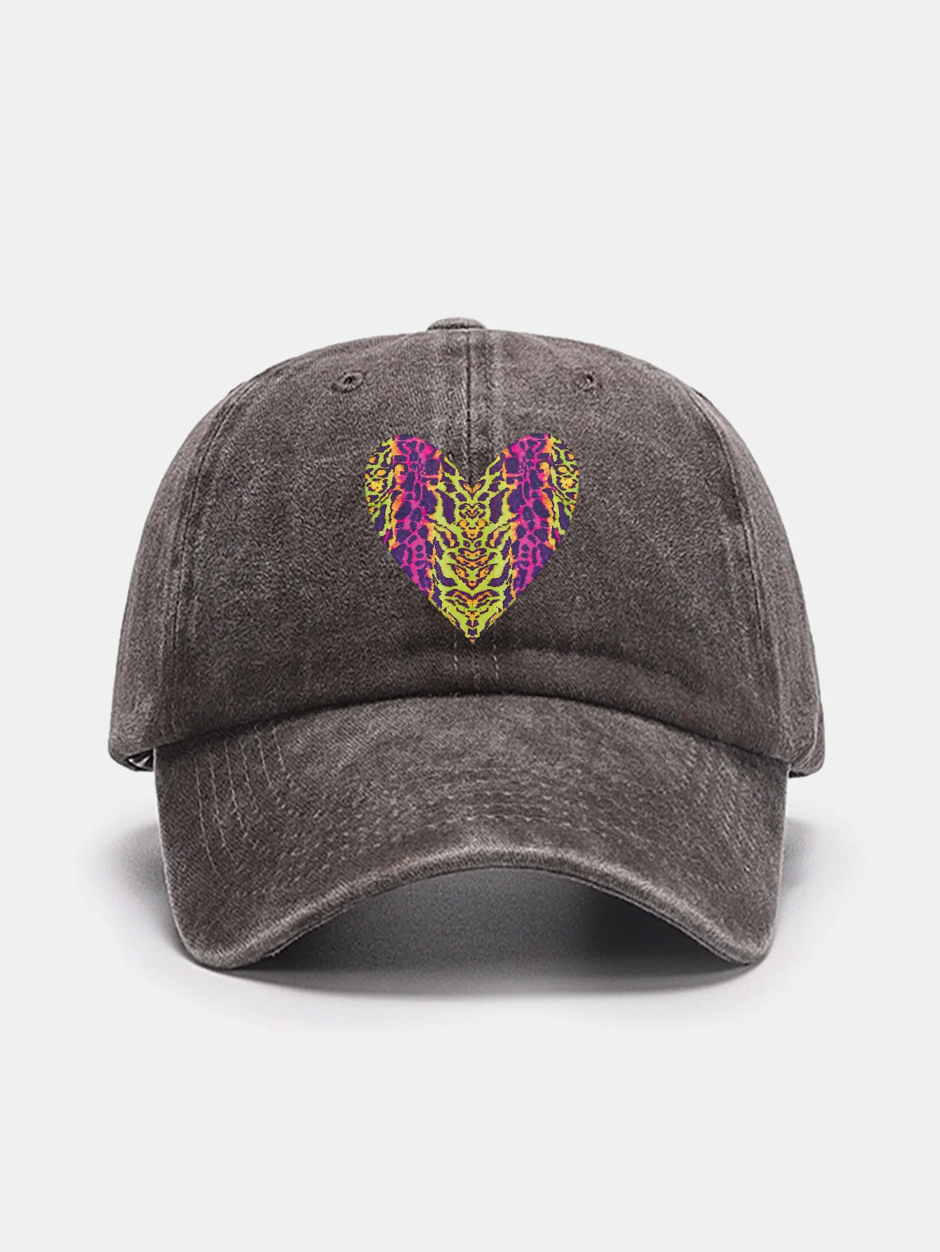 Colorful Leopard Heart Print Washed Baseball Cap - Image 7