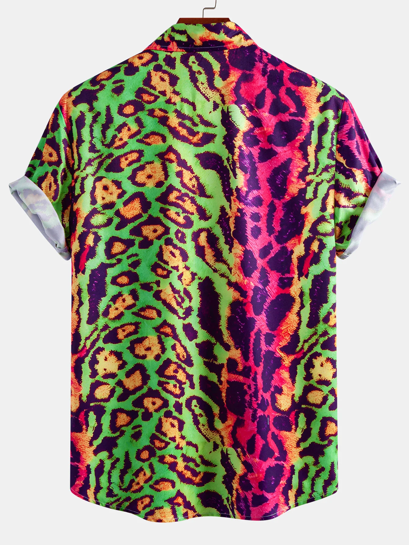 Colorful Leopard Print Button Up Shirt & Swim Shorts - Image 3