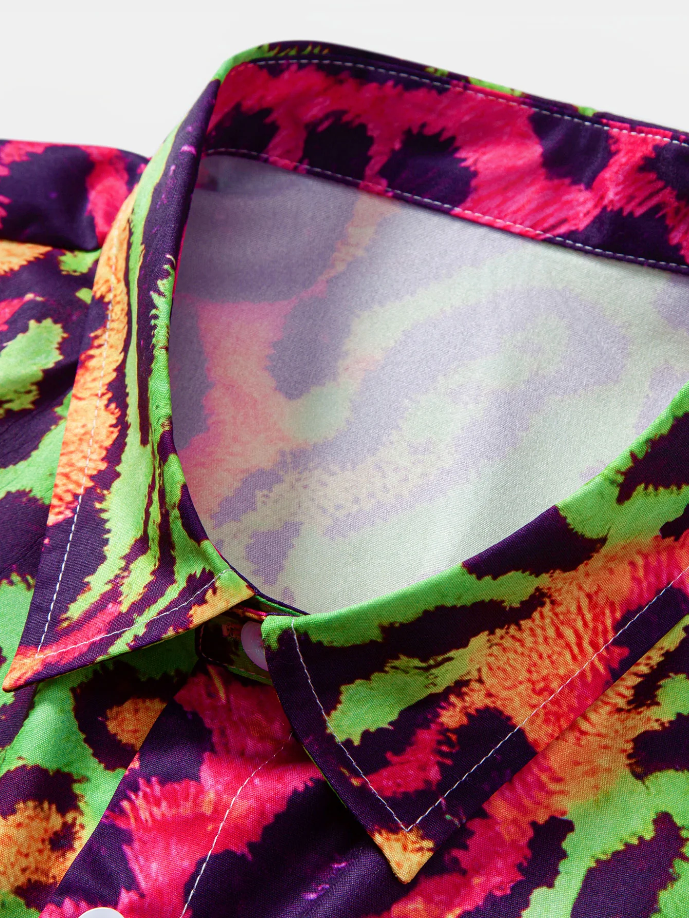 Colorful Leopard Print Button Up Shirt & Swim Shorts - Image 8
