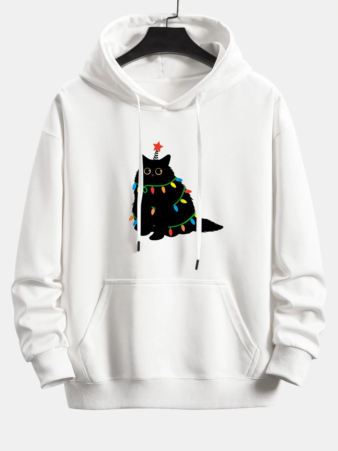 Colorful Light Black Cat Print Relax Fit Hoodie - Image 10