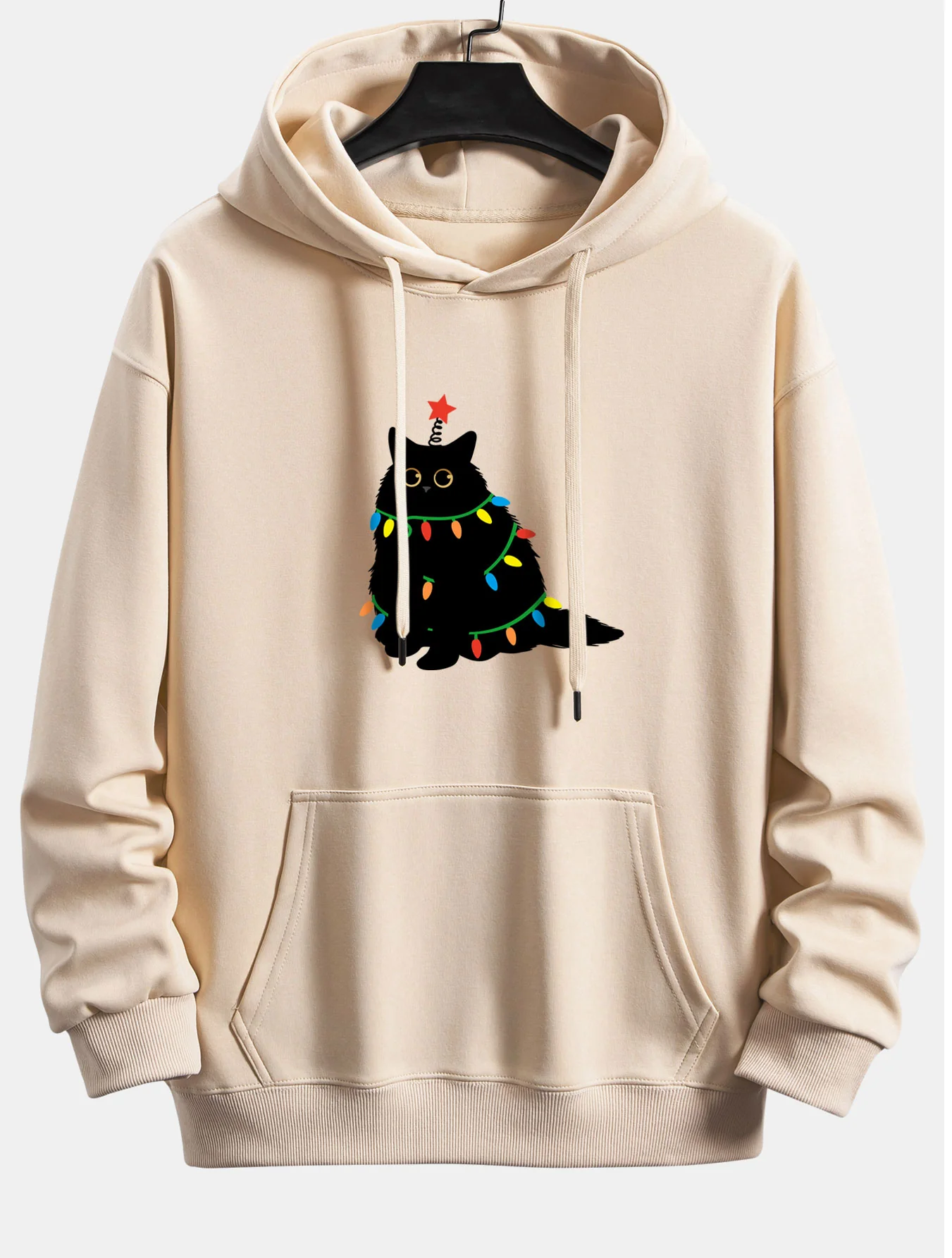 Colorful Light Black Cat Print Relax Fit Hoodie - Image 4