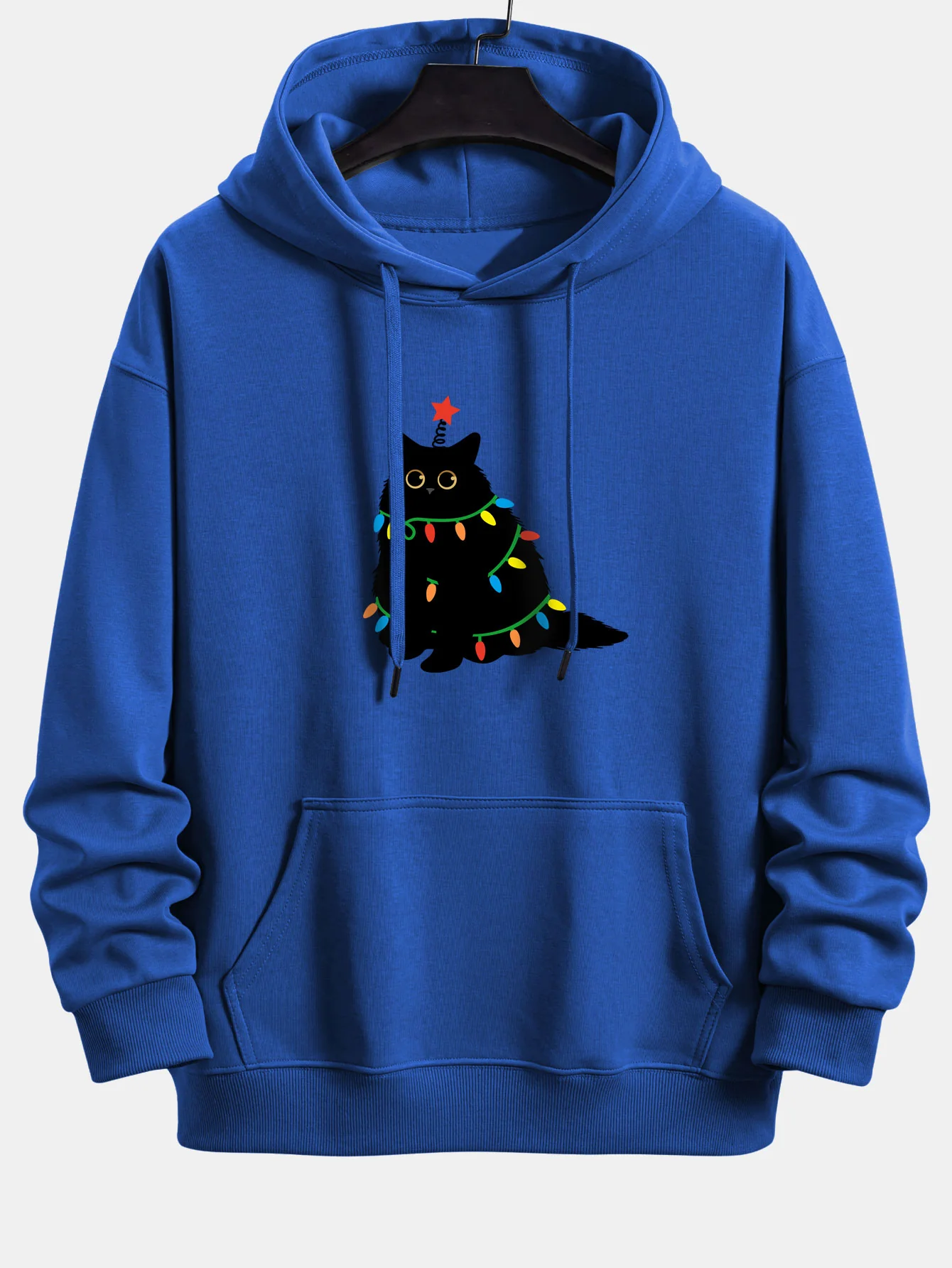 Colorful Light Black Cat Print Relax Fit Hoodie - Image 7