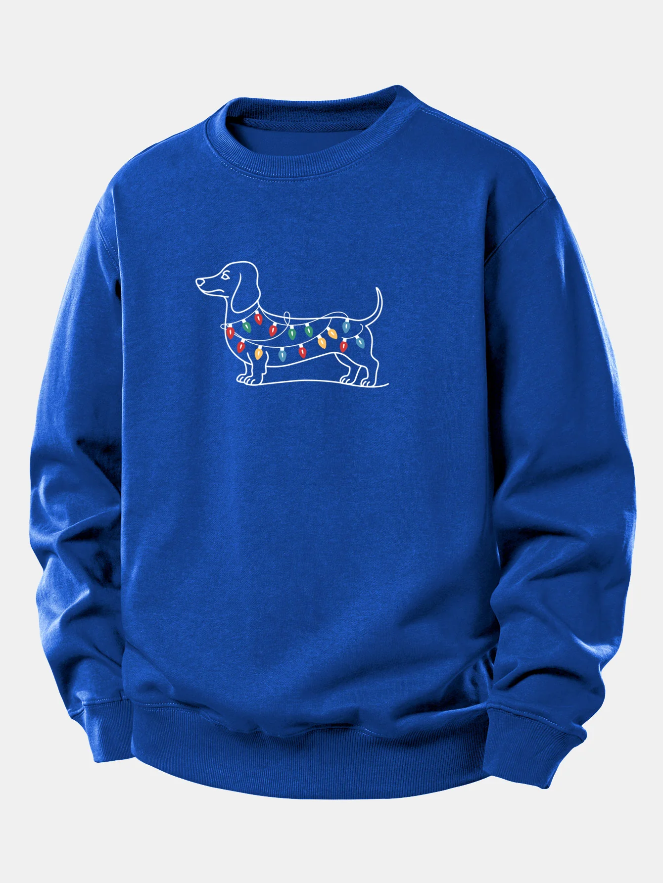 Colorful Light Strip Dog Print Relax Fit Sweatshirt - Image 11