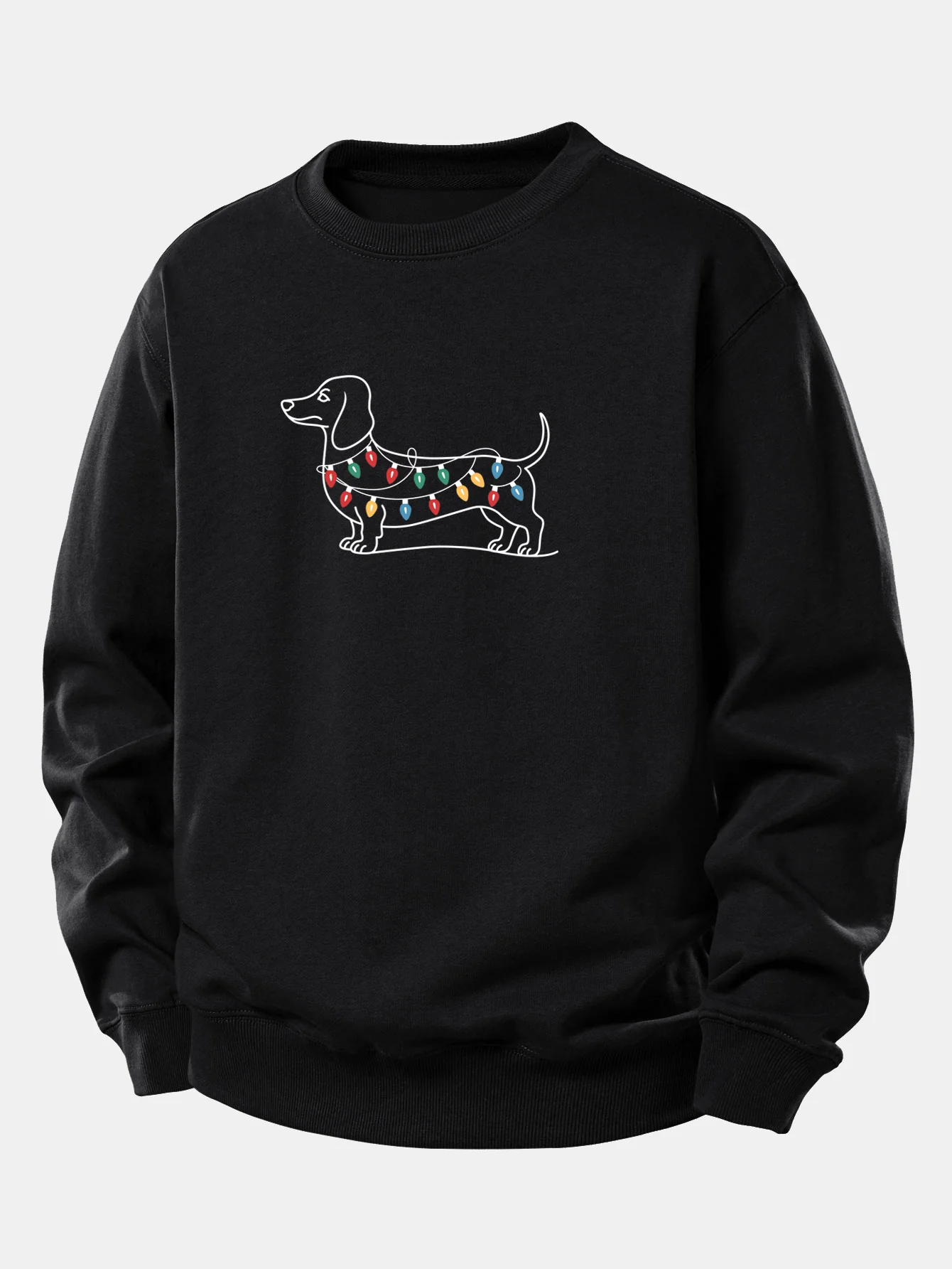 Colorful Light Strip Dog Print Relax Fit Sweatshirt - Image 2