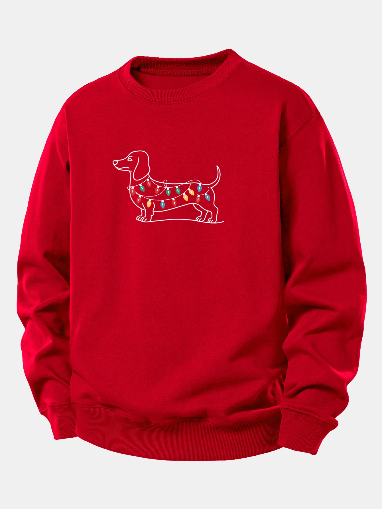 Colorful Light Strip Dog Print Relax Fit Sweatshirt - Image 3