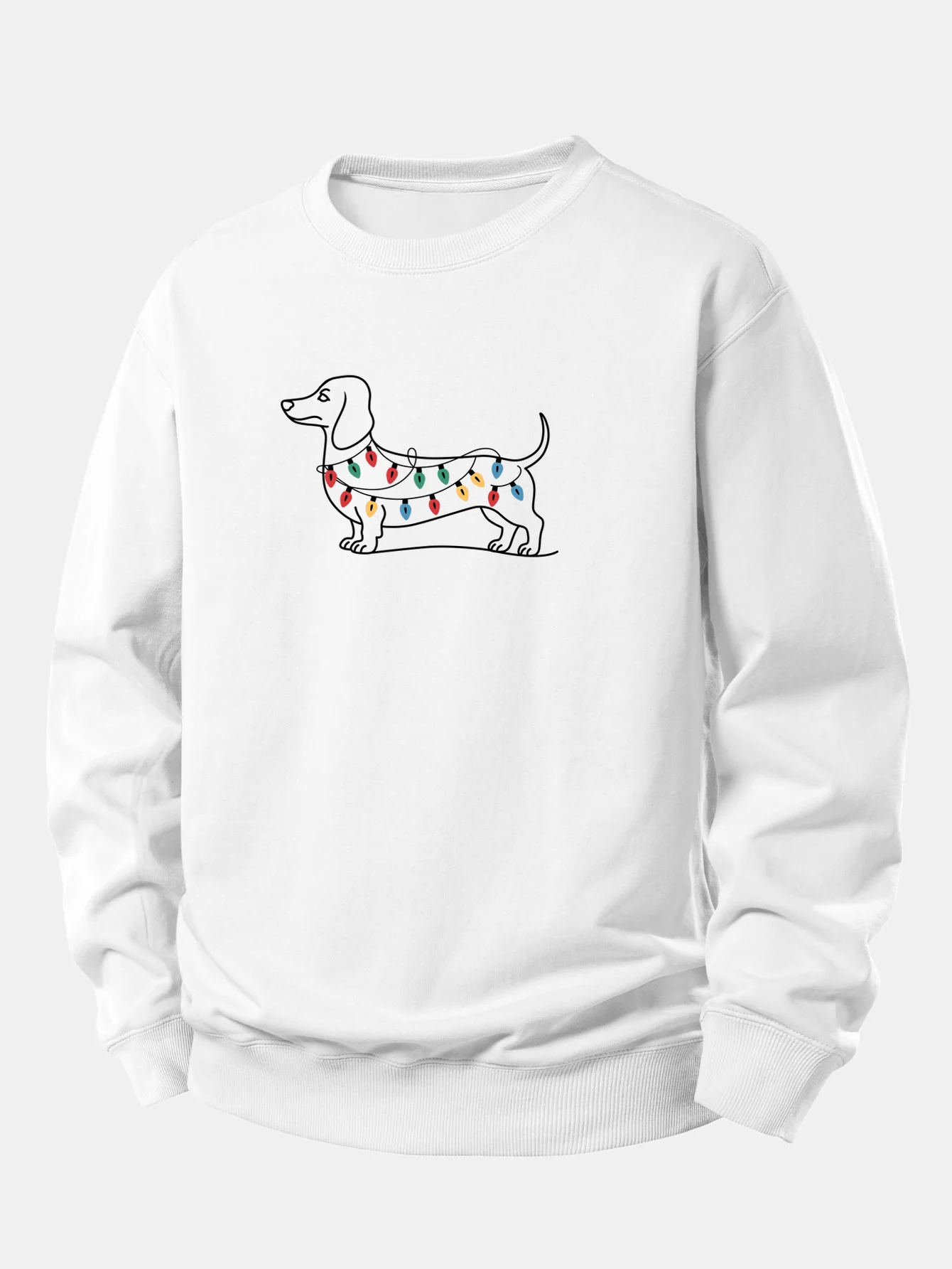 Colorful Light Strip Dog Print Relax Fit Sweatshirt - Image 5