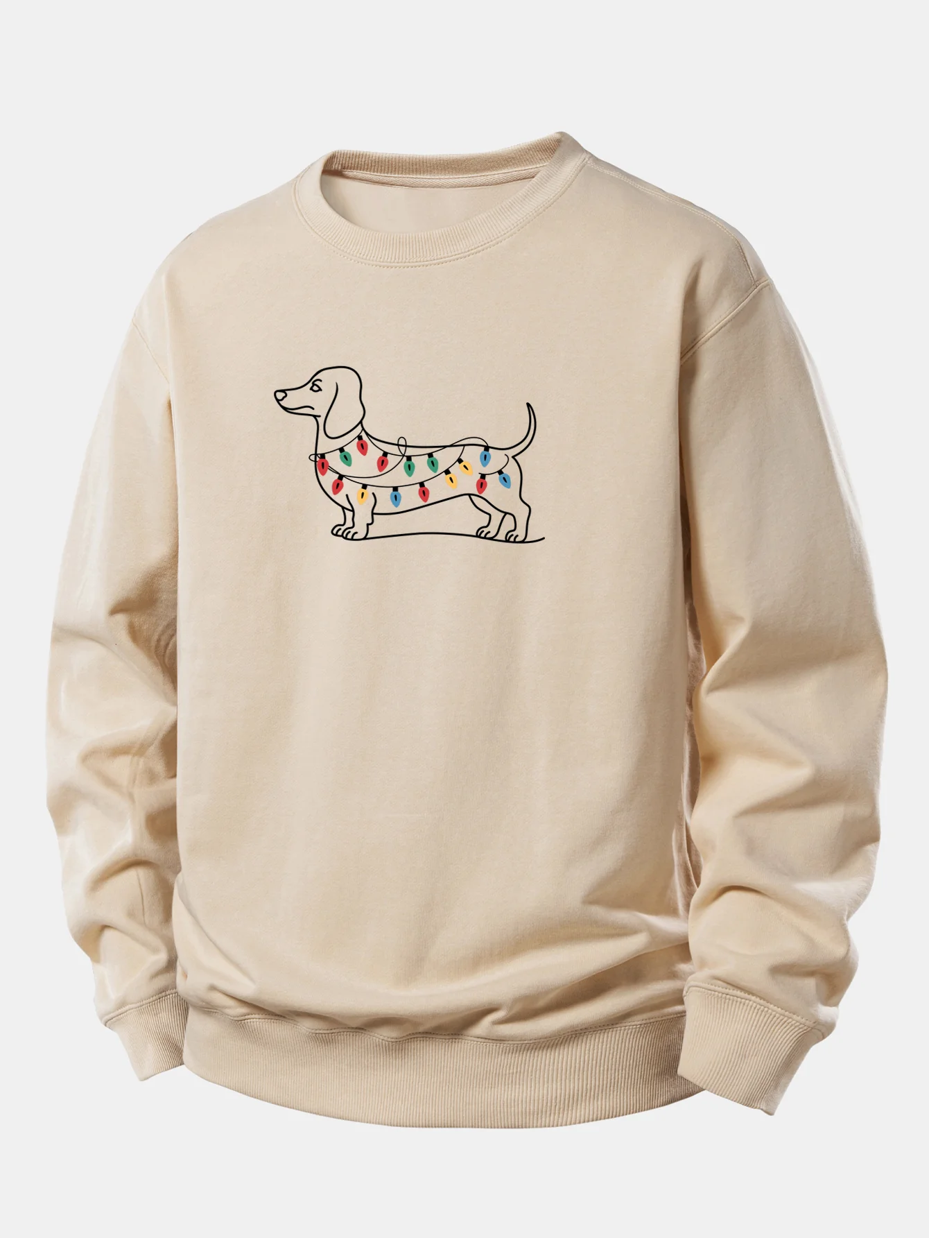 Colorful Light Strip Dog Print Relax Fit Sweatshirt - Image 6