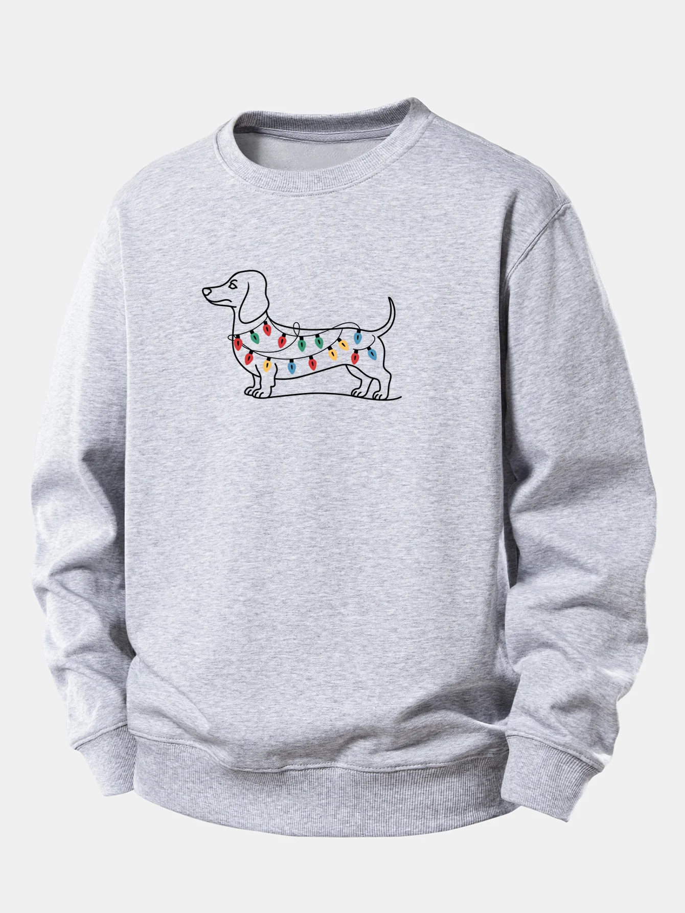 Colorful Light Strip Dog Print Relax Fit Sweatshirt - Image 7