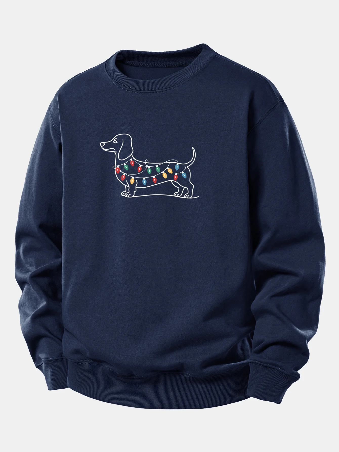 Colorful Light Strip Dog Print Relax Fit Sweatshirt - Image 8