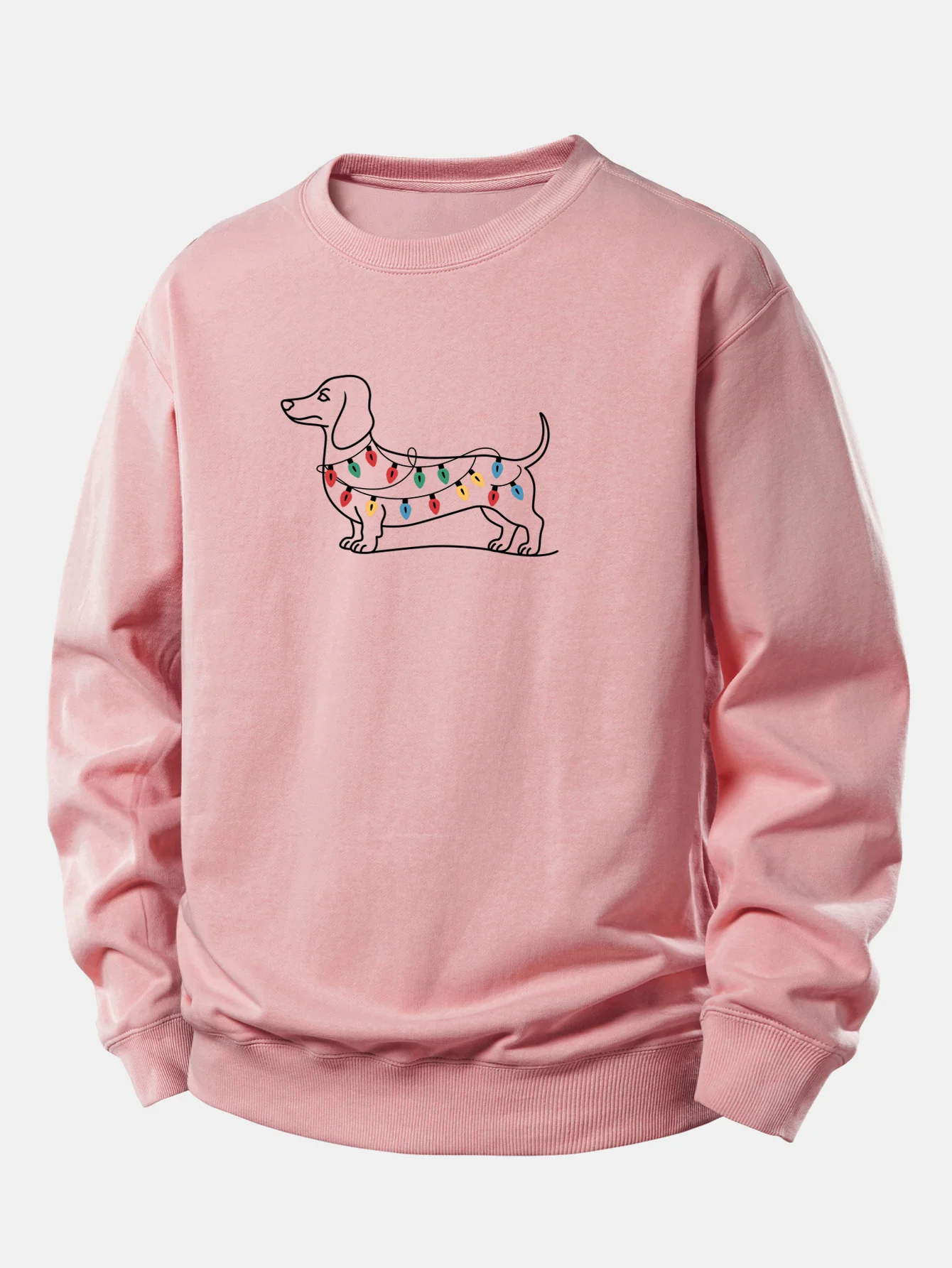 Colorful Light Strip Dog Print Relax Fit Sweatshirt - Image 9