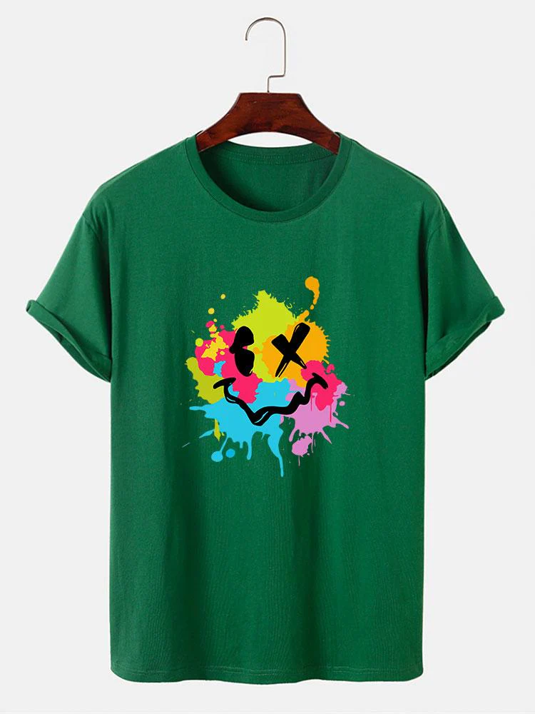 Buntes Schlamm-Spritzer Smiley-Gesicht Druck T-Shirt - Image 10