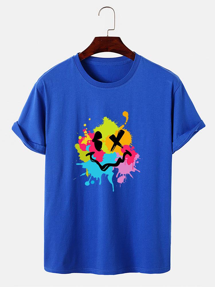 Buntes Schlamm-Spritzer Smiley-Gesicht Druck T-Shirt - Image 11