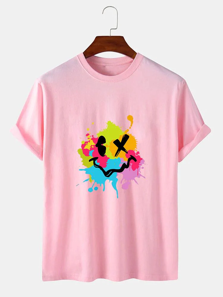Buntes Schlamm-Spritzer Smiley-Gesicht Druck T-Shirt - Image 8