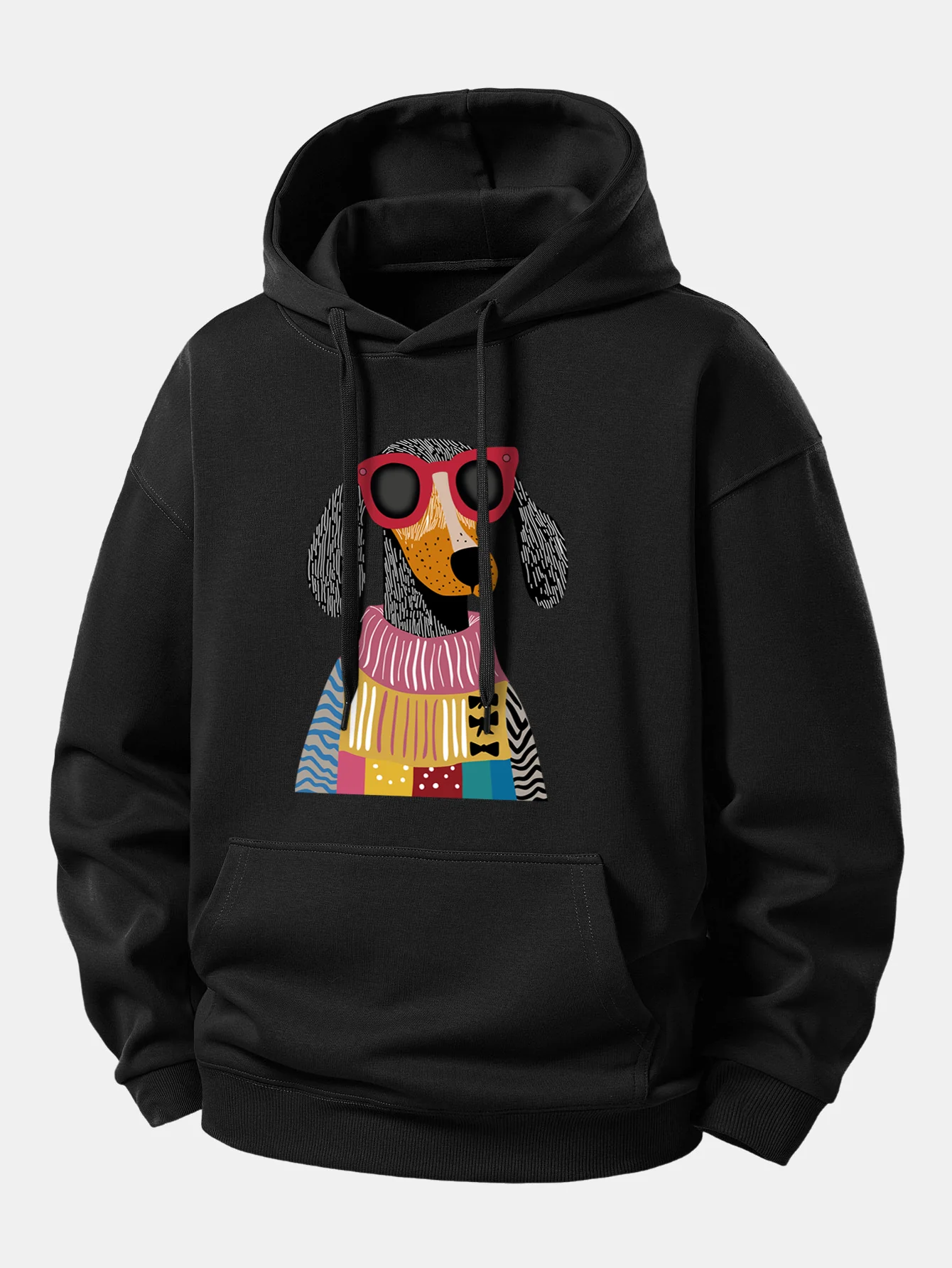 Colorful Sweater Dog Print Relax Fit Hoodie - Image 3
