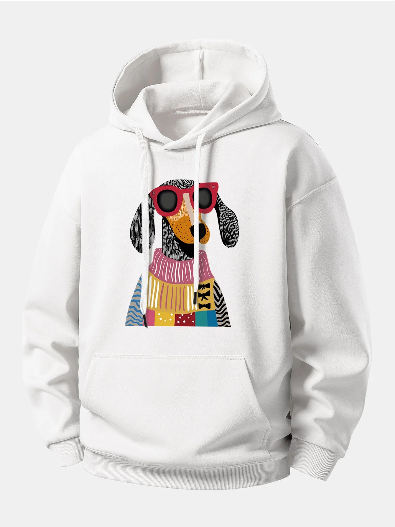 Colorful Sweater Dog Print Relax Fit Hoodie - Image 4